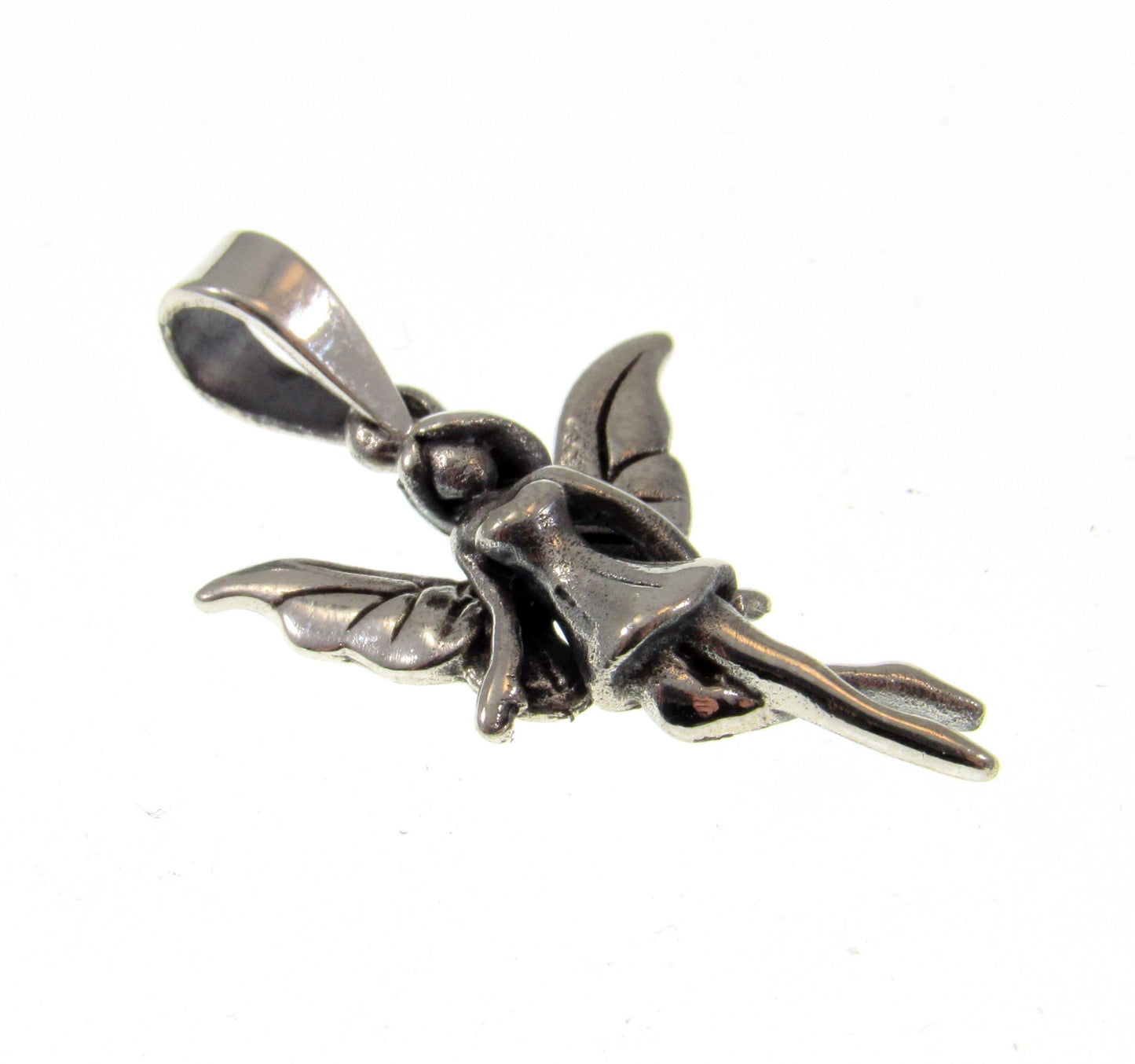 Solid 925 Sterling Silver Fairy Pendant – Woodland Pixie Necklace Charm, Fae Charm for Fairycore, Cottagecore & Magical Gifts for Her