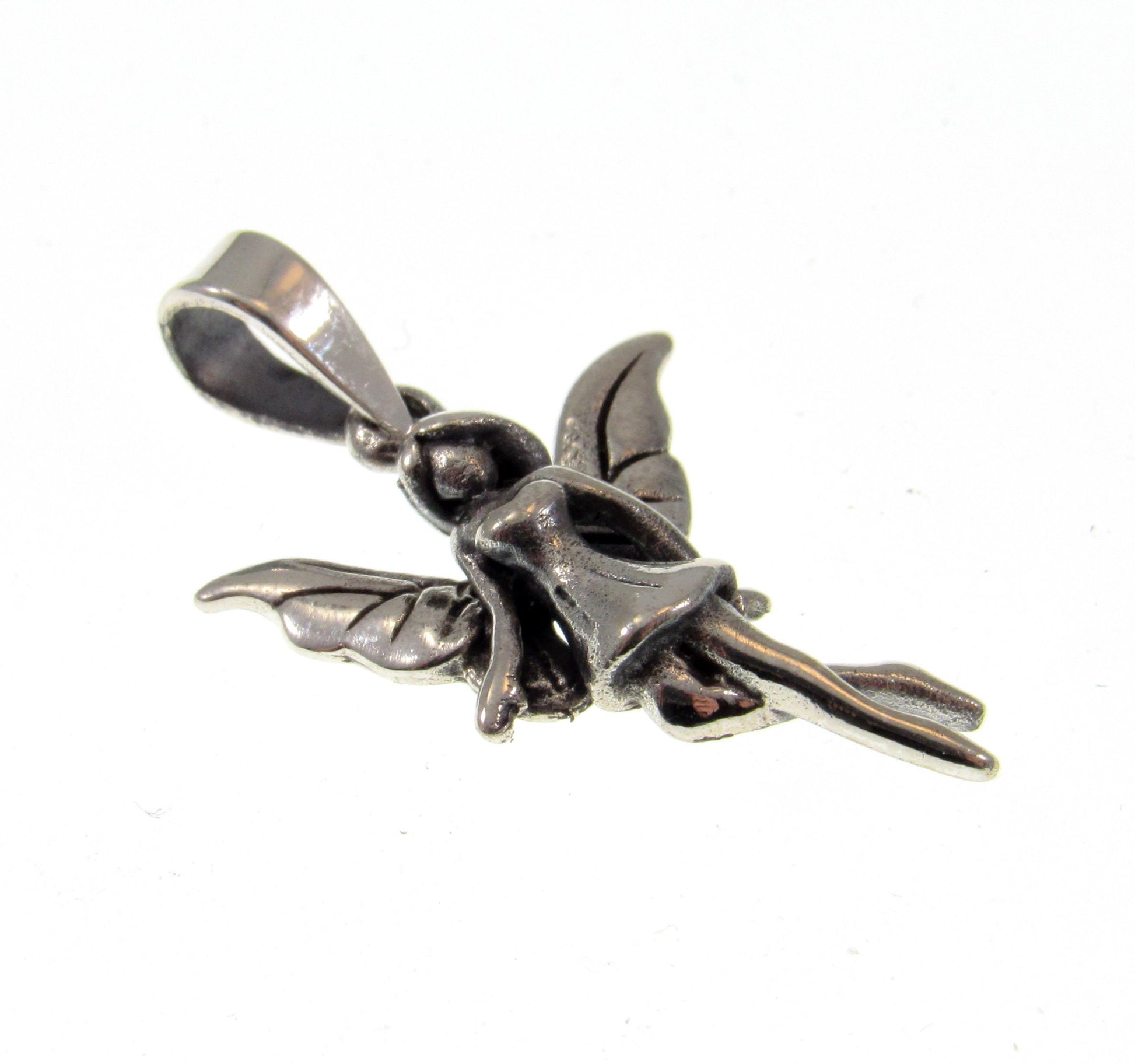 Solid 925 Sterling Silver Fairy Pendant – Woodland Pixie Necklace Charm, Fae Charm for Fairycore, Cottagecore & Magical Gifts for Her