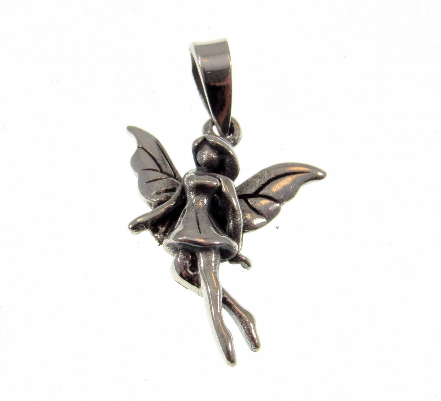 Solid 925 Sterling Silver Fairy Pendant – Woodland Pixie Necklace Charm, Fae Charm for Fairycore, Cottagecore & Magical Gifts for Her