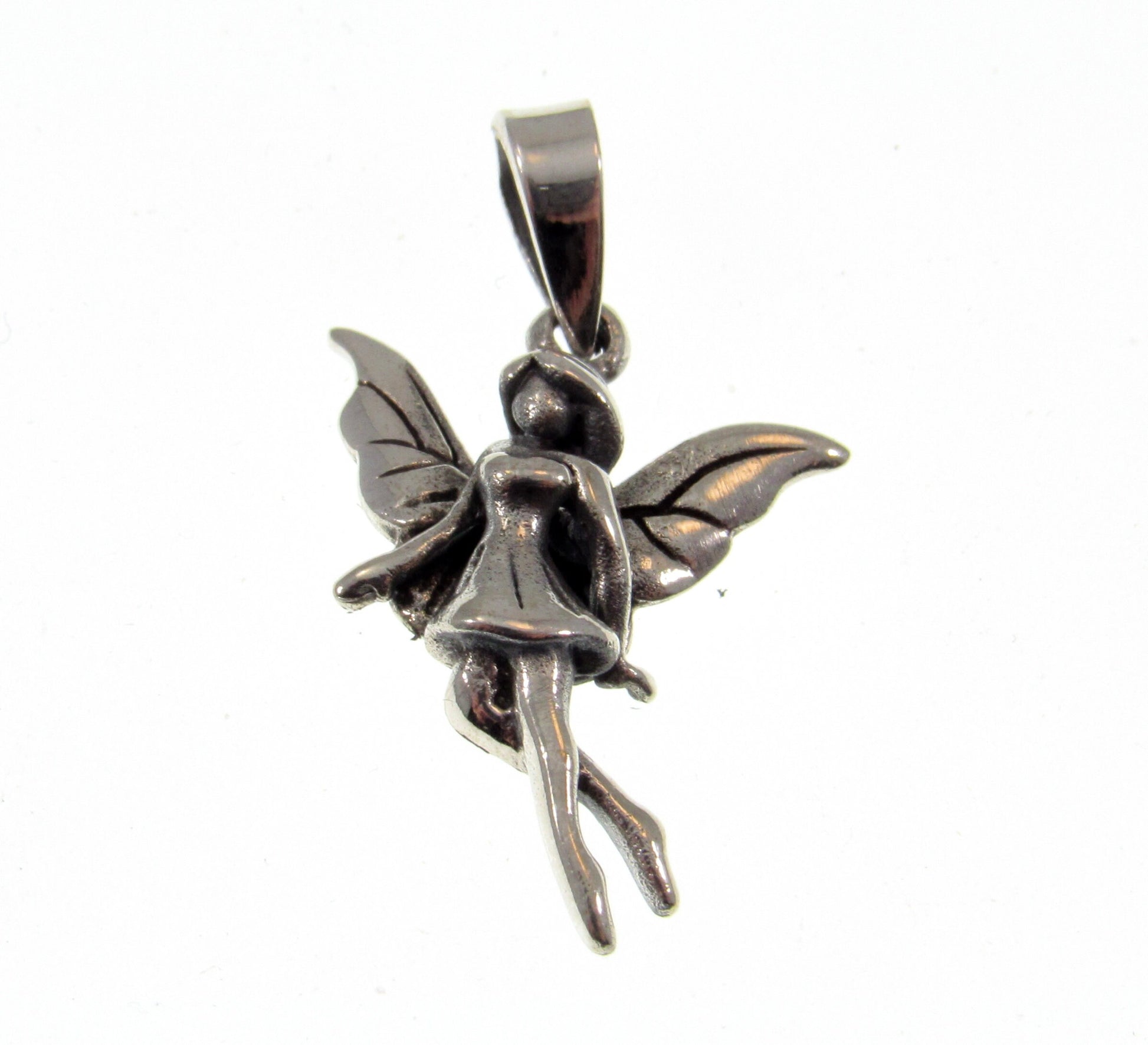 Solid 925 Sterling Silver Fairy Pendant – Woodland Pixie Necklace Charm, Fae Charm for Fairycore, Cottagecore & Magical Gifts for Her