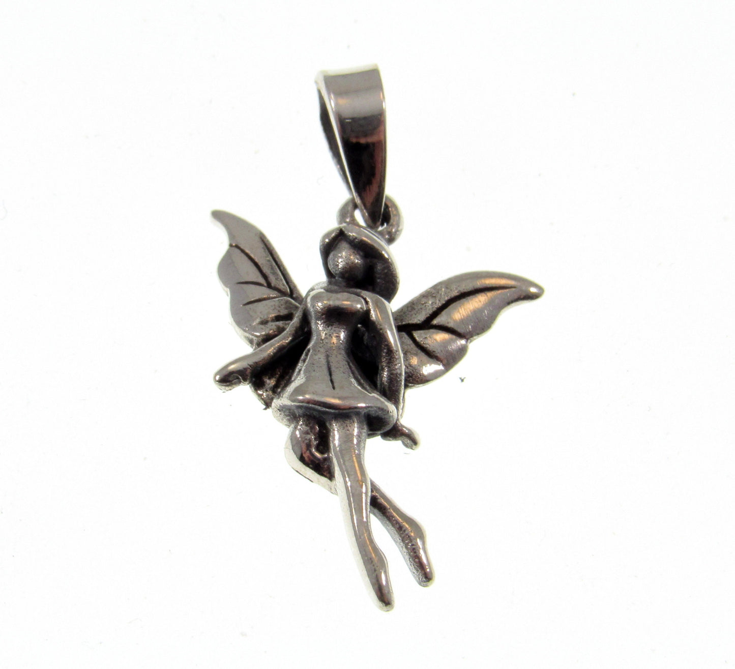 Solid 925 Sterling Silver Fairy Pendant – Woodland Pixie Necklace Charm, Fae Charm for Fairycore, Cottagecore & Magical Gifts for Her