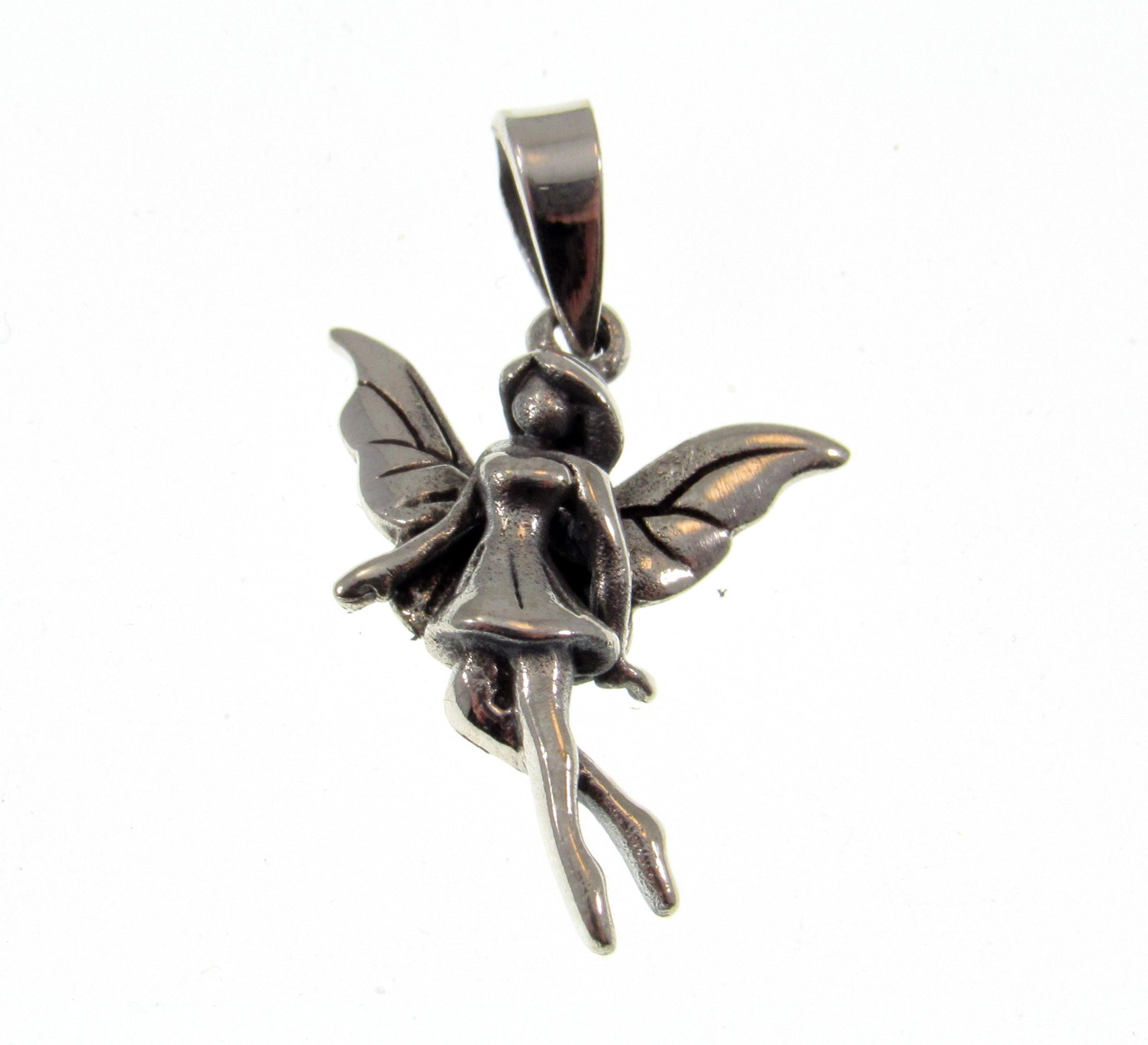 Solid 925 Sterling Silver Fairy Pendant – Woodland Pixie Necklace Charm, Fae Charm for Fairycore, Cottagecore & Magical Gifts for Her