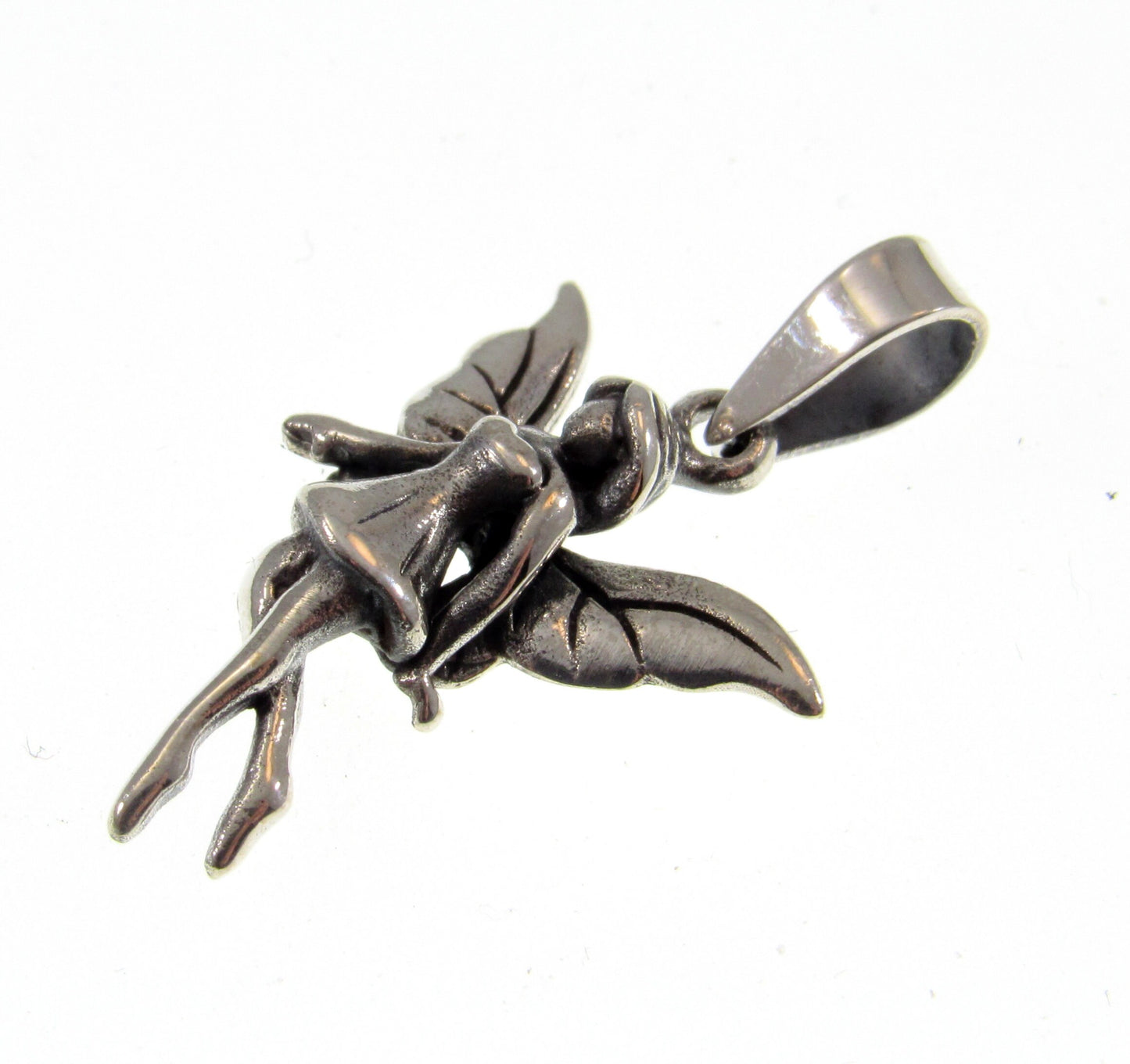 Solid 925 Sterling Silver Fairy Pendant – Woodland Pixie Necklace Charm, Fae Charm for Fairycore, Cottagecore & Magical Gifts for Her