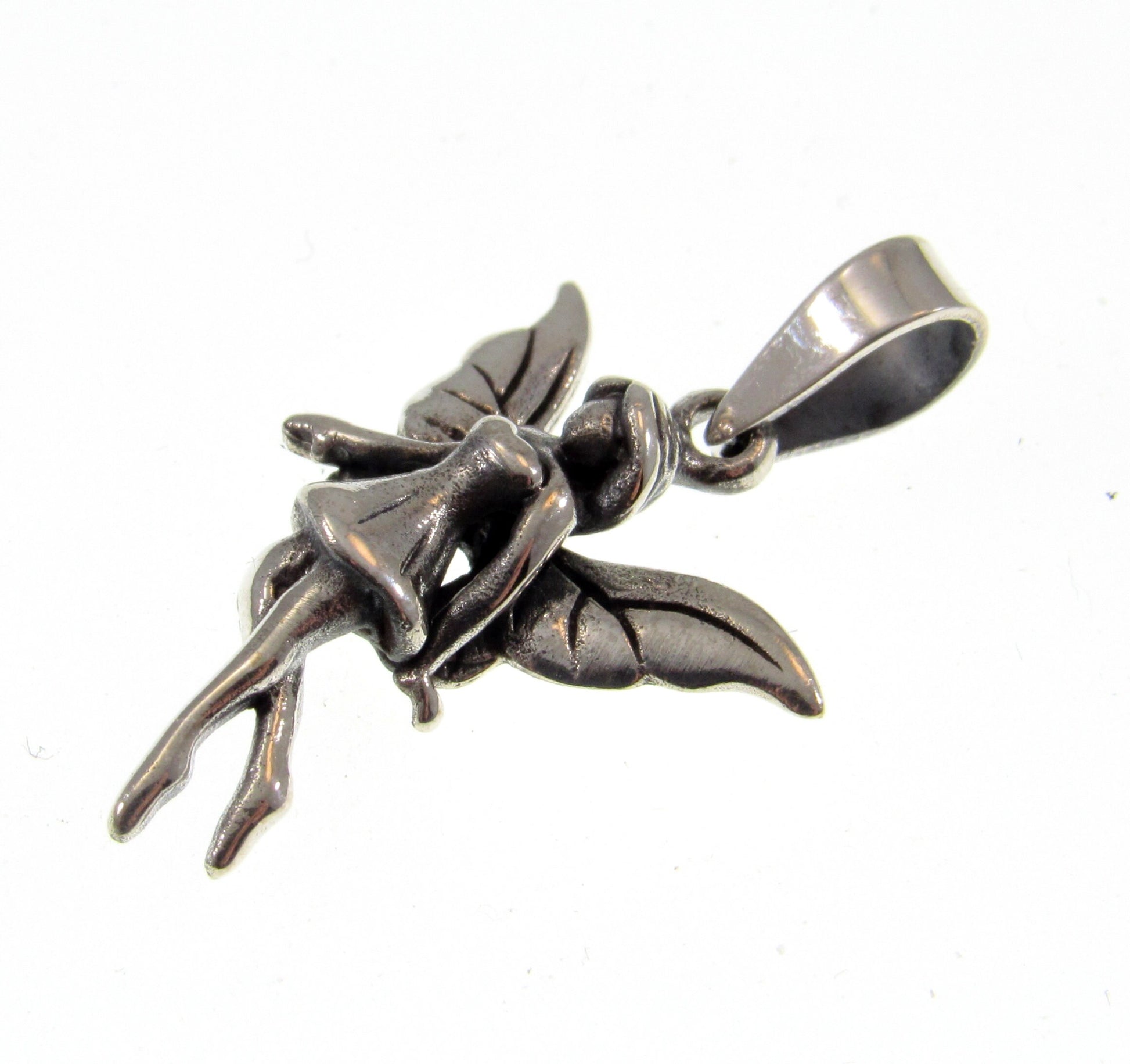 Solid 925 Sterling Silver Fairy Pendant – Woodland Pixie Necklace Charm, Fae Charm for Fairycore, Cottagecore & Magical Gifts for Her