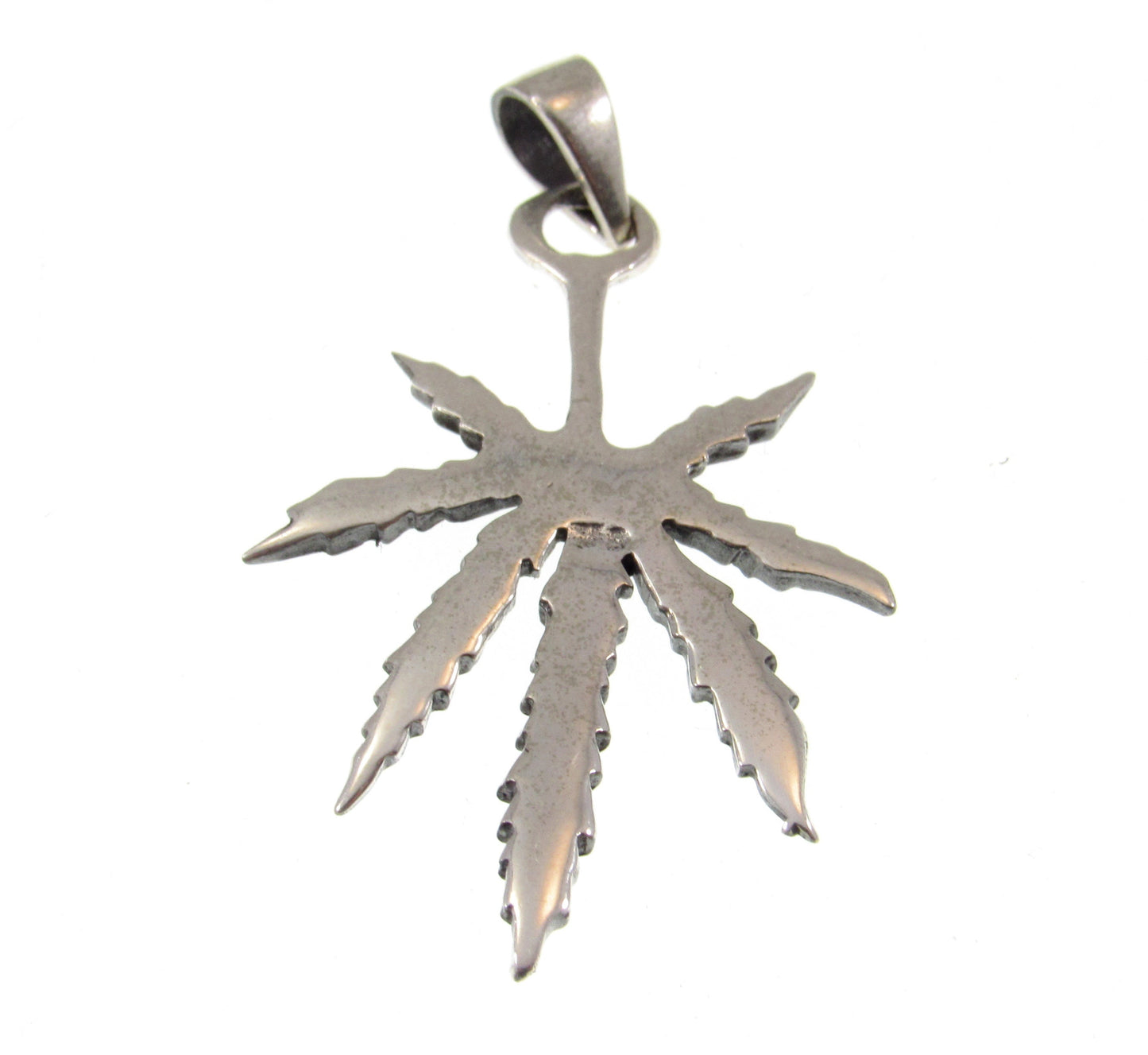 Solid 925 Sterling Silver Marijuana Leaf Pendant, Cannibus Pot Weed Grass Jewelry