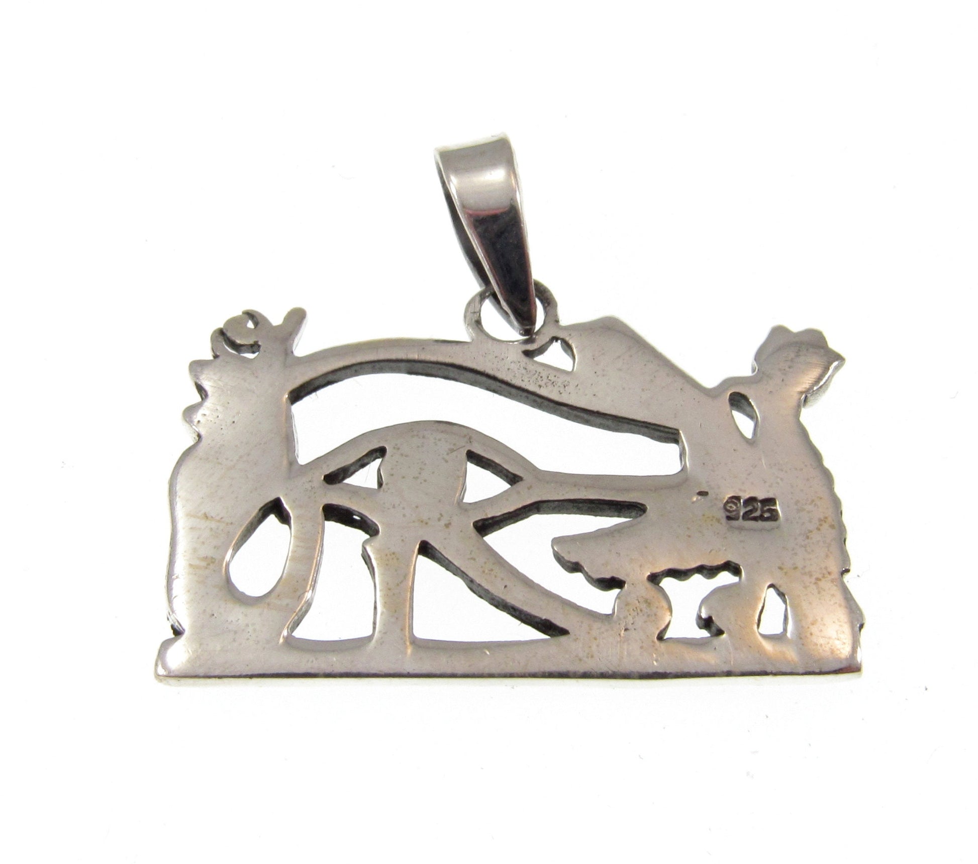 Solid 925 Sterling Silver Eye of Horus Pendant – Handcrafted Egyptian Symbol of Protection, Power, Health, Ancient Amulet with Falcon & Ankh