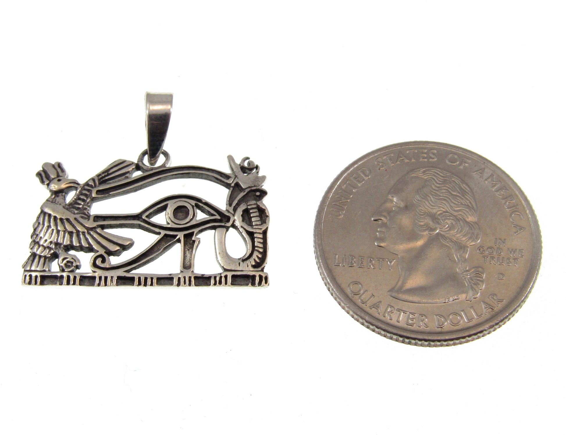 Solid 925 Sterling Silver Eye of Horus Pendant – Handcrafted Egyptian Symbol of Protection, Power, Health, Ancient Amulet with Falcon & Ankh
