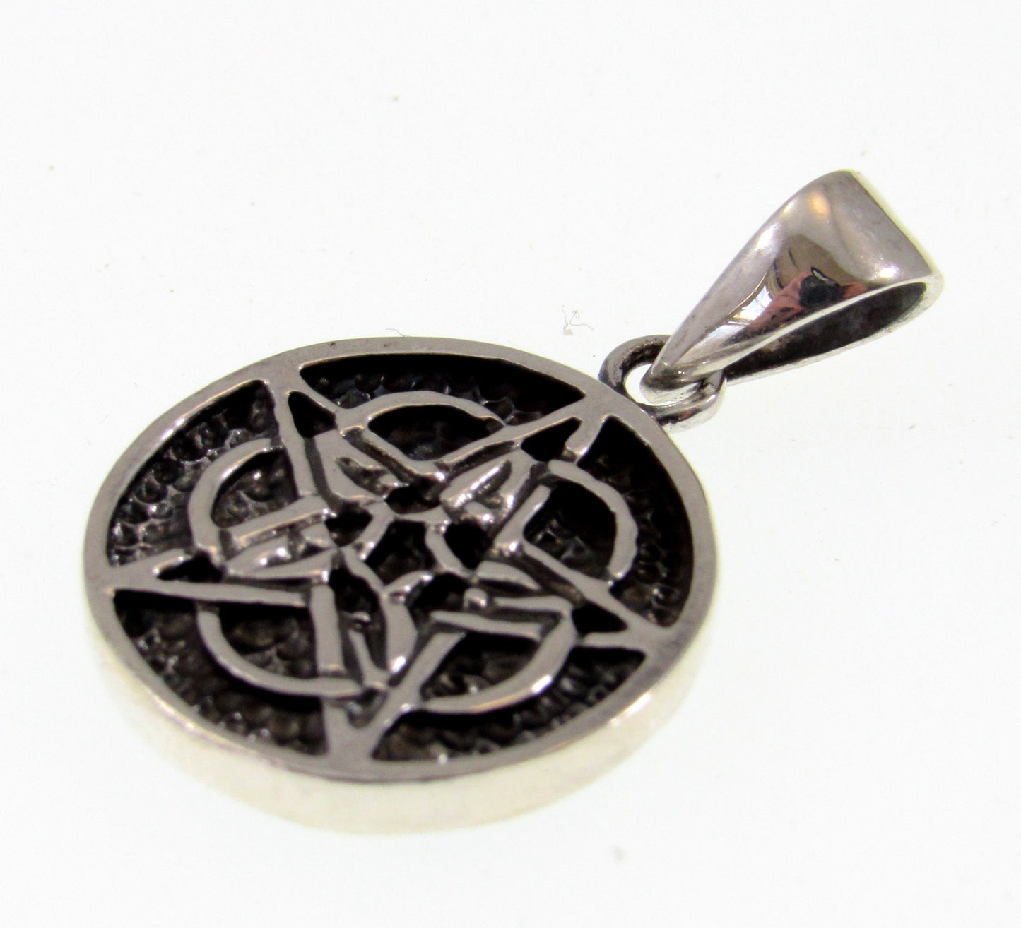 Solid 925 Sterling Silver 2-Sided Celtic 5th Fold Element Pentacle Pendant, Wicca Pagan Amulet