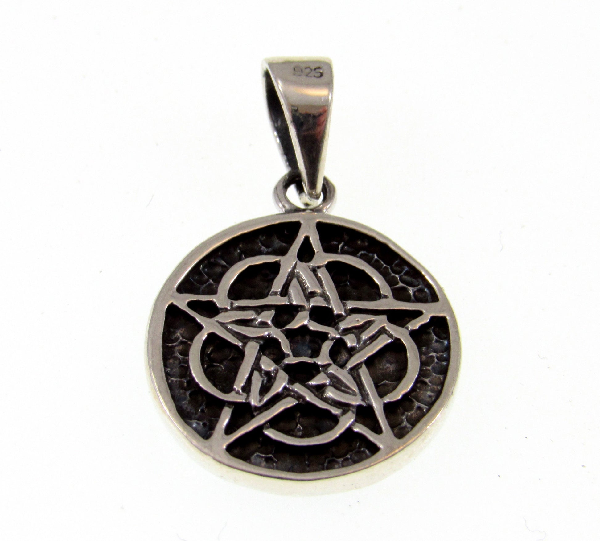 Solid 925 Sterling Silver 2-Sided Celtic 5th Fold Element Pentacle Pendant, Wicca Pagan Amulet
