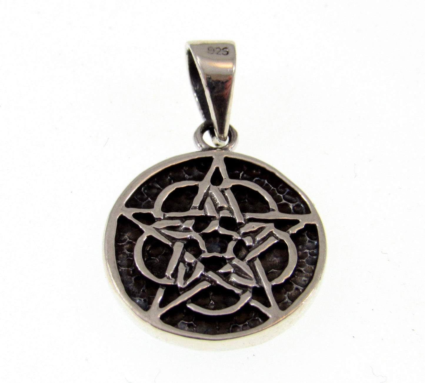 Solid 925 Sterling Silver 2-Sided Celtic 5th Fold Element Pentacle Pendant, Wicca Pagan Amulet