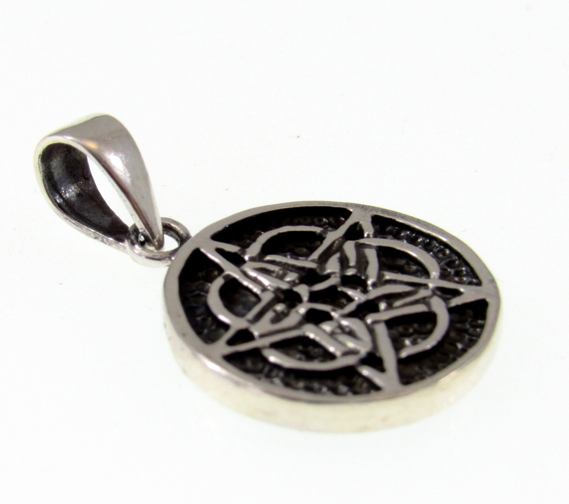 Solid 925 Sterling Silver 2-Sided Celtic 5th Fold Element Pentacle Pendant, Wicca Pagan Amulet