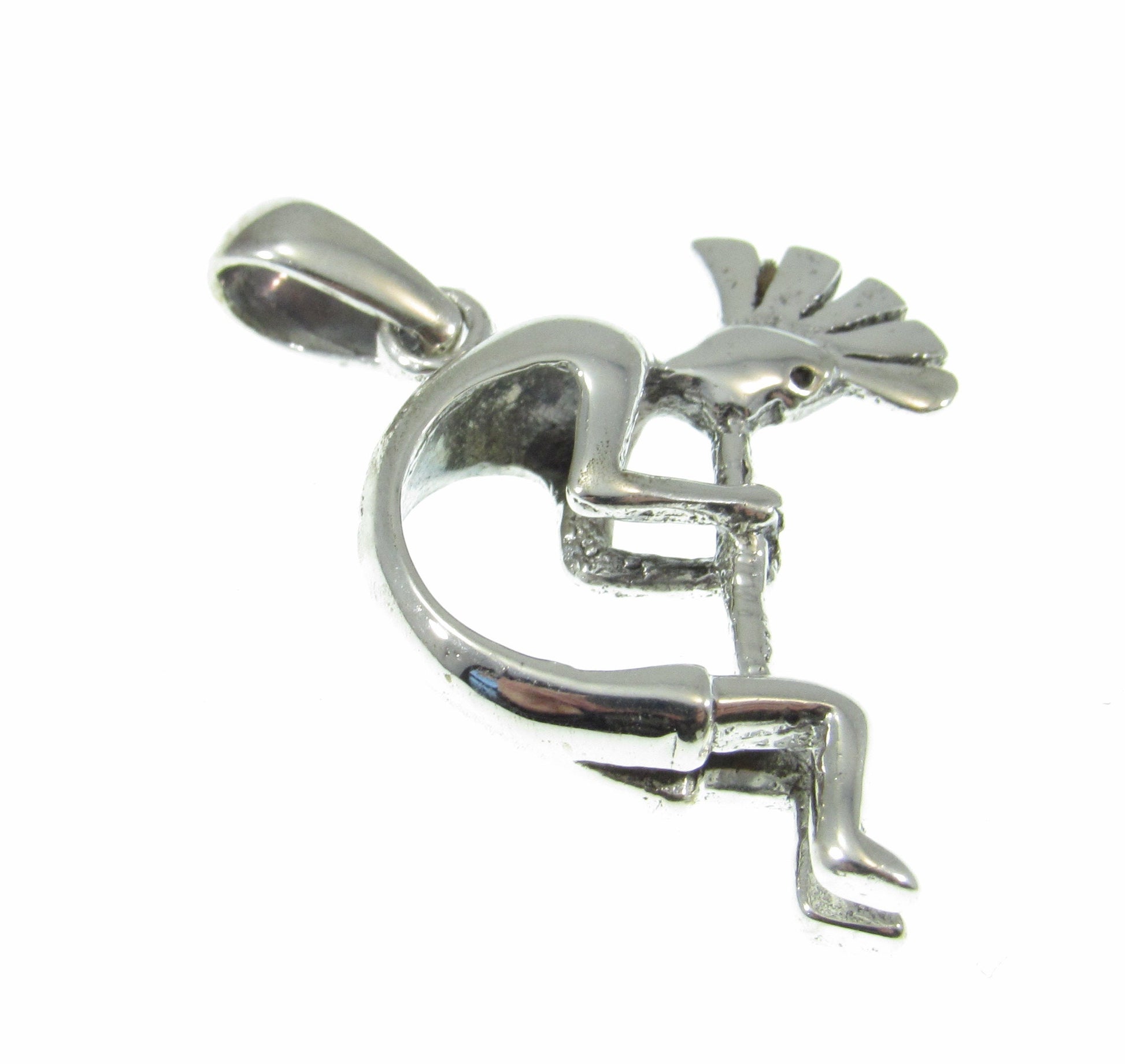 Solid 925 Sterling Silver Kokopelli Magical Mirth Pendant, Native American Flute Player, Symbol of Fertility, Southwestern Jewelry Charm