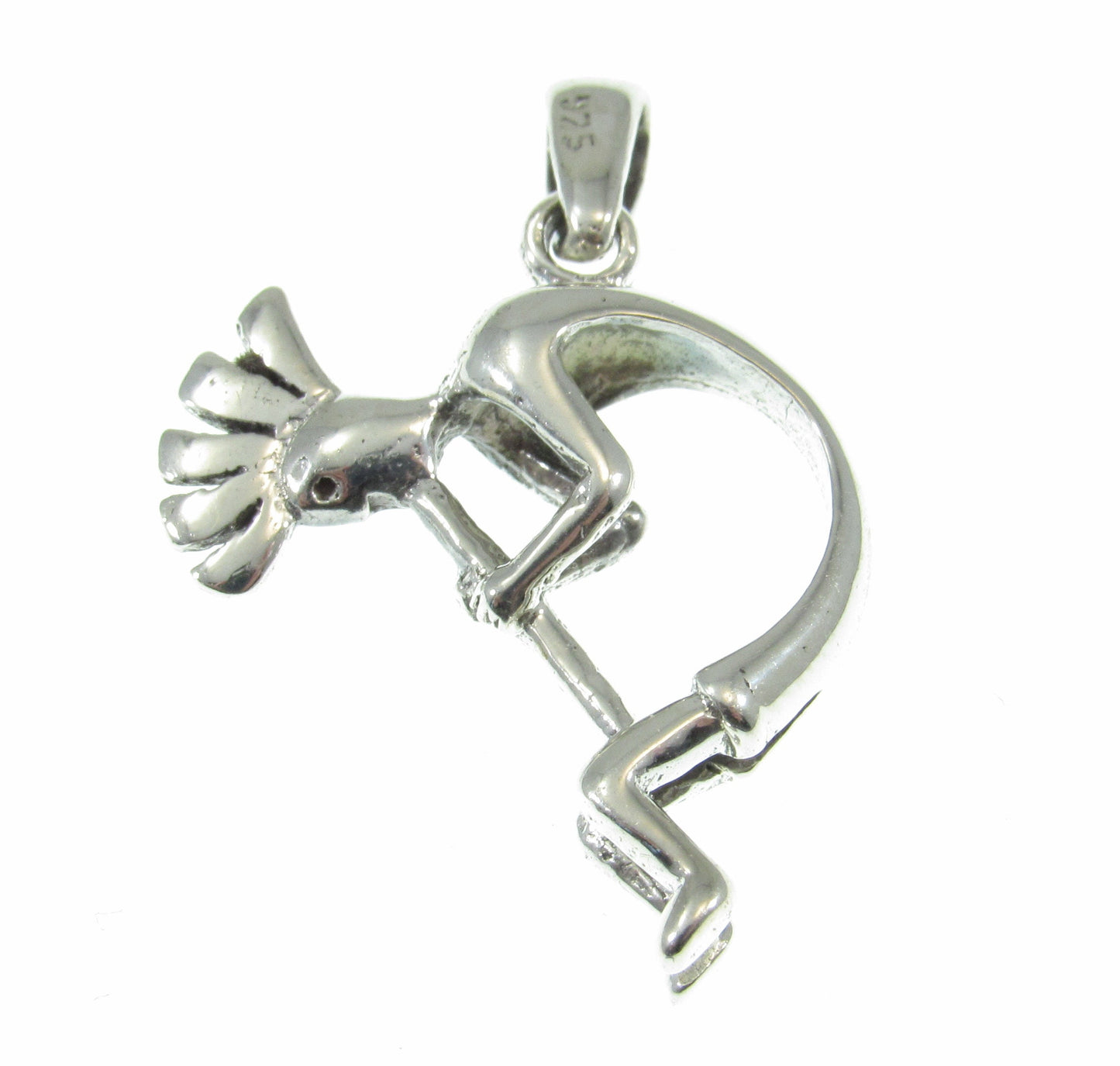 Solid 925 Sterling Silver Kokopelli Magical Mirth Pendant, Native American Flute Player, Symbol of Fertility, Southwestern Jewelry Charm
