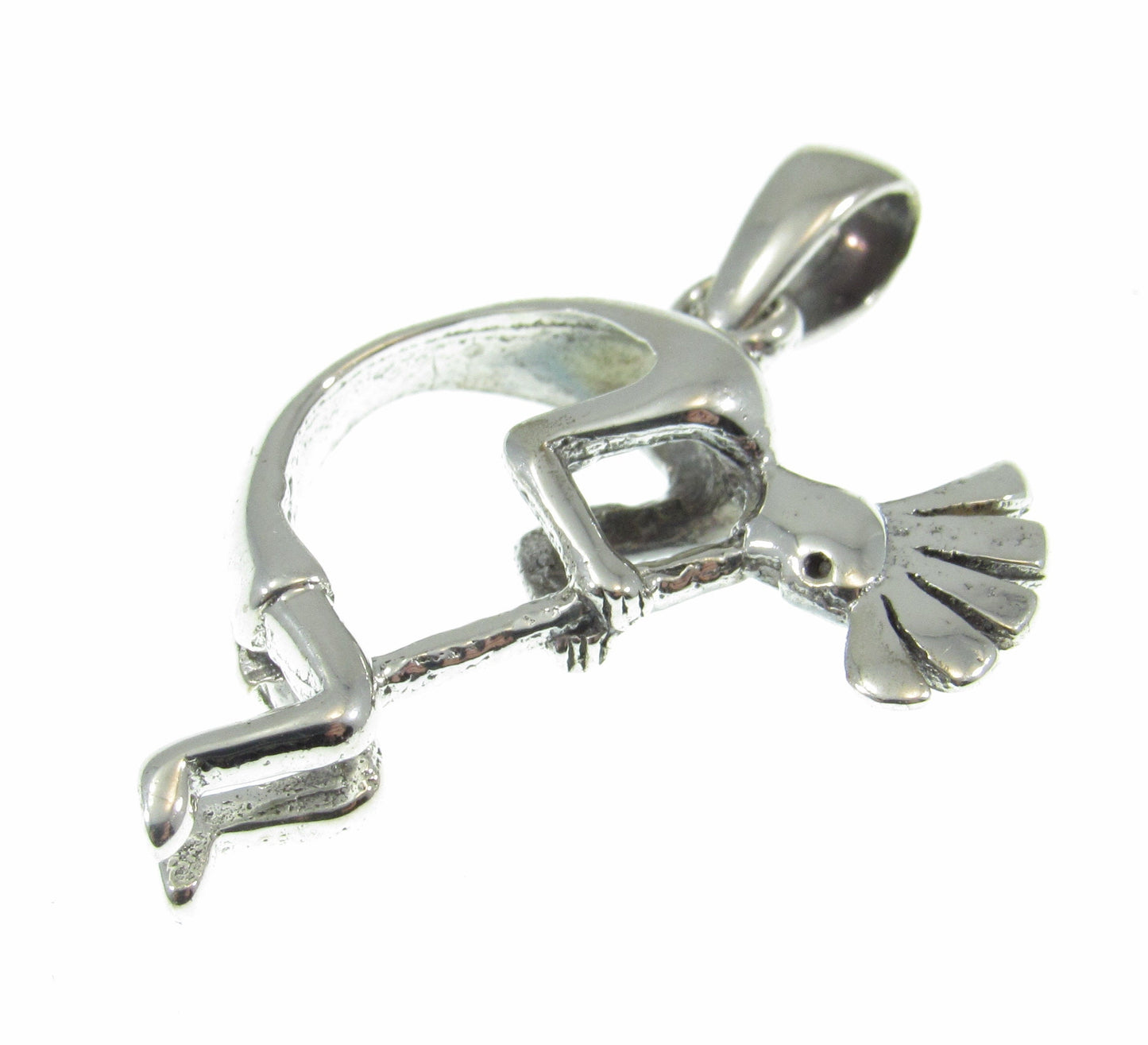 Solid 925 Sterling Silver Kokopelli Magical Mirth Pendant, Native American Flute Player, Symbol of Fertility, Southwestern Jewelry Charm