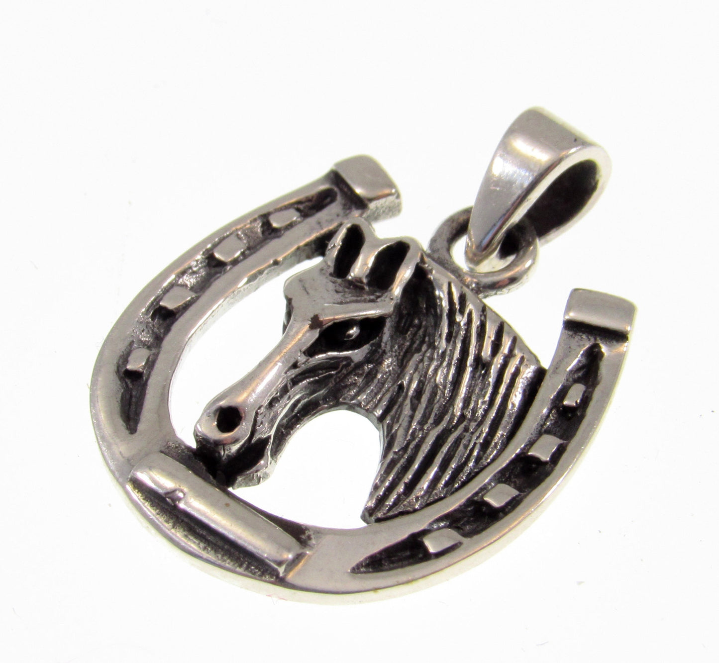 Solid 925 Sterling Silver Horse Pendant – Horseshoe Necklace Charm, Equestrian Jewelry, Western Cowgirl Gift, Handcrafted Lucky Charm