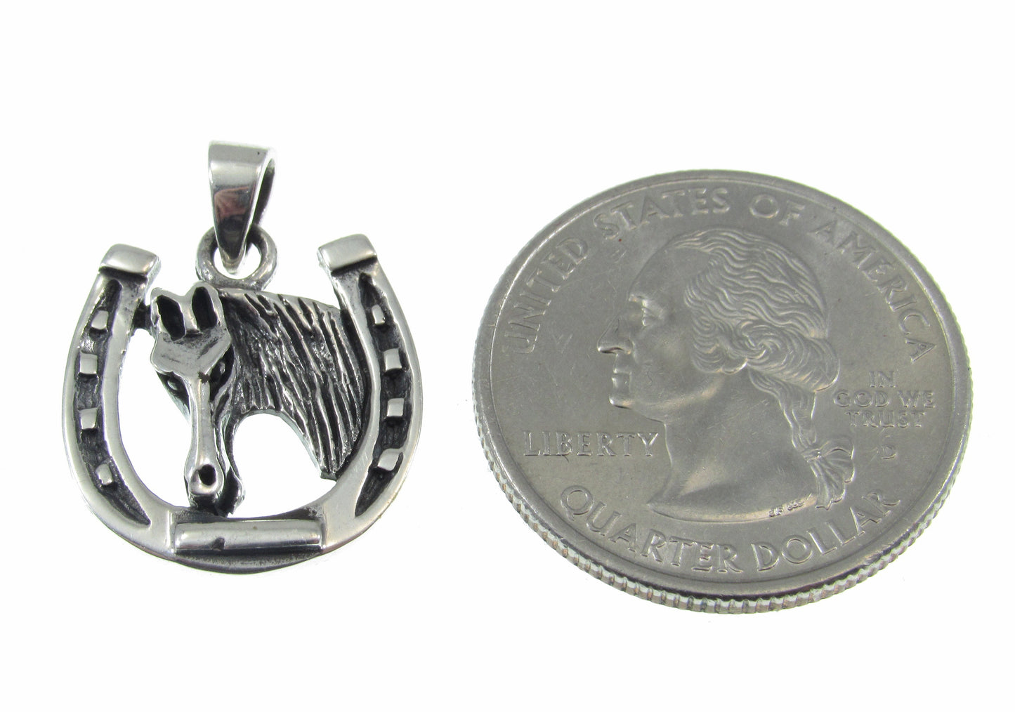 Solid 925 Sterling Silver Horse Pendant – Horseshoe Necklace Charm, Equestrian Jewelry, Western Cowgirl Gift, Handcrafted Lucky Charm