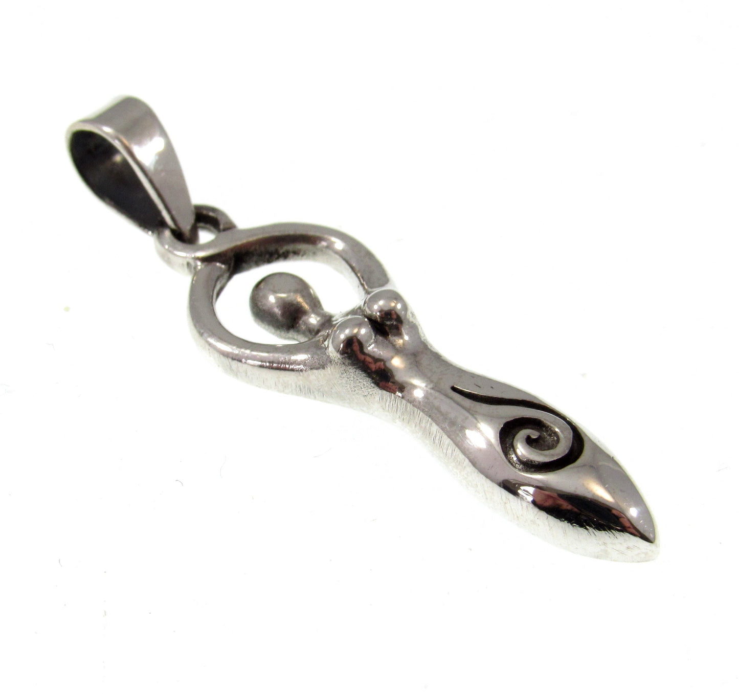 Solid 925 Sterling Silver Spiral Goddess Pendant – Feminine Energy Symbol, Divine Feminist Amulet