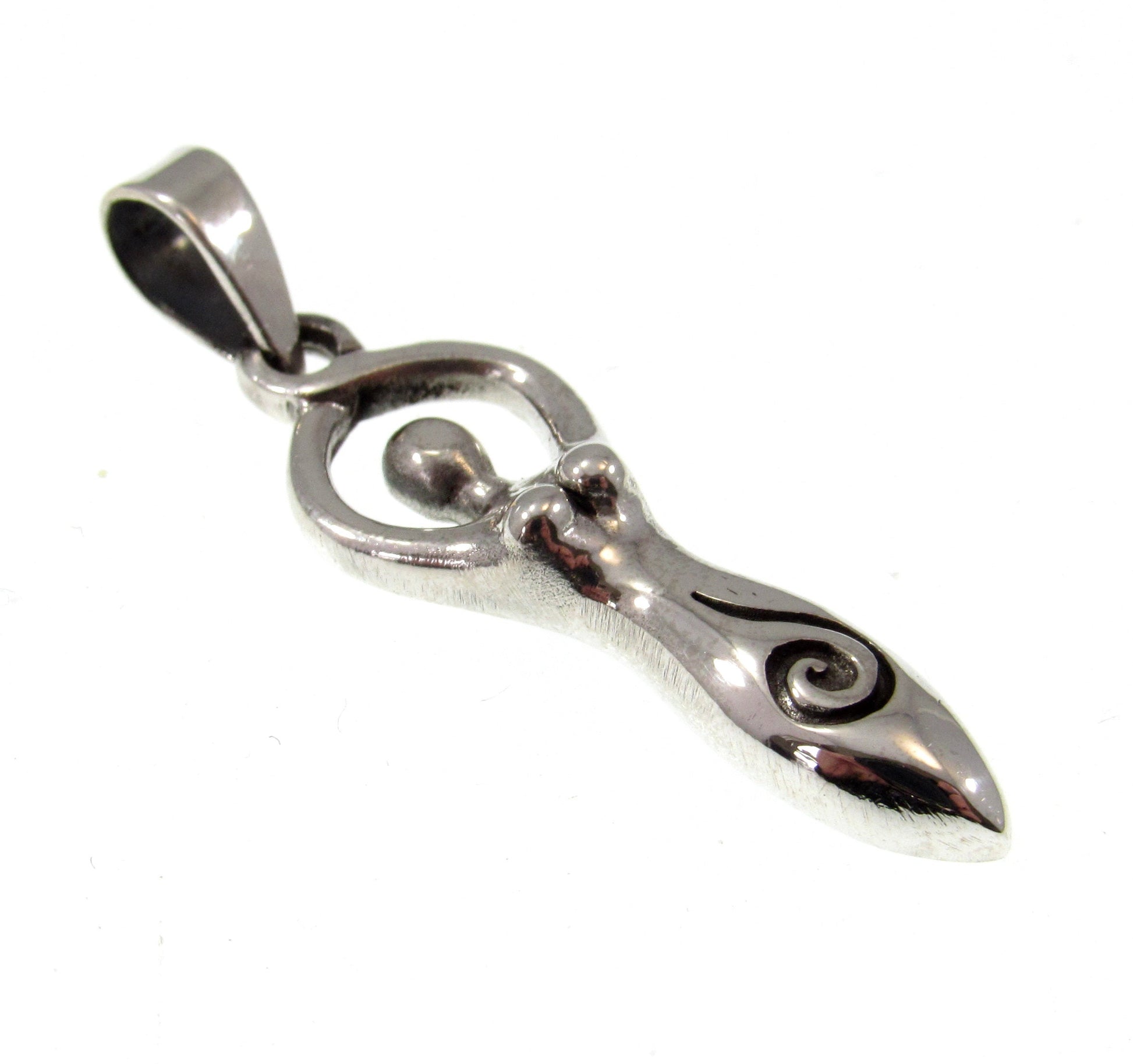 Solid 925 Sterling Silver Spiral Goddess Pendant – Feminine Energy Symbol, Divine Feminist Amulet