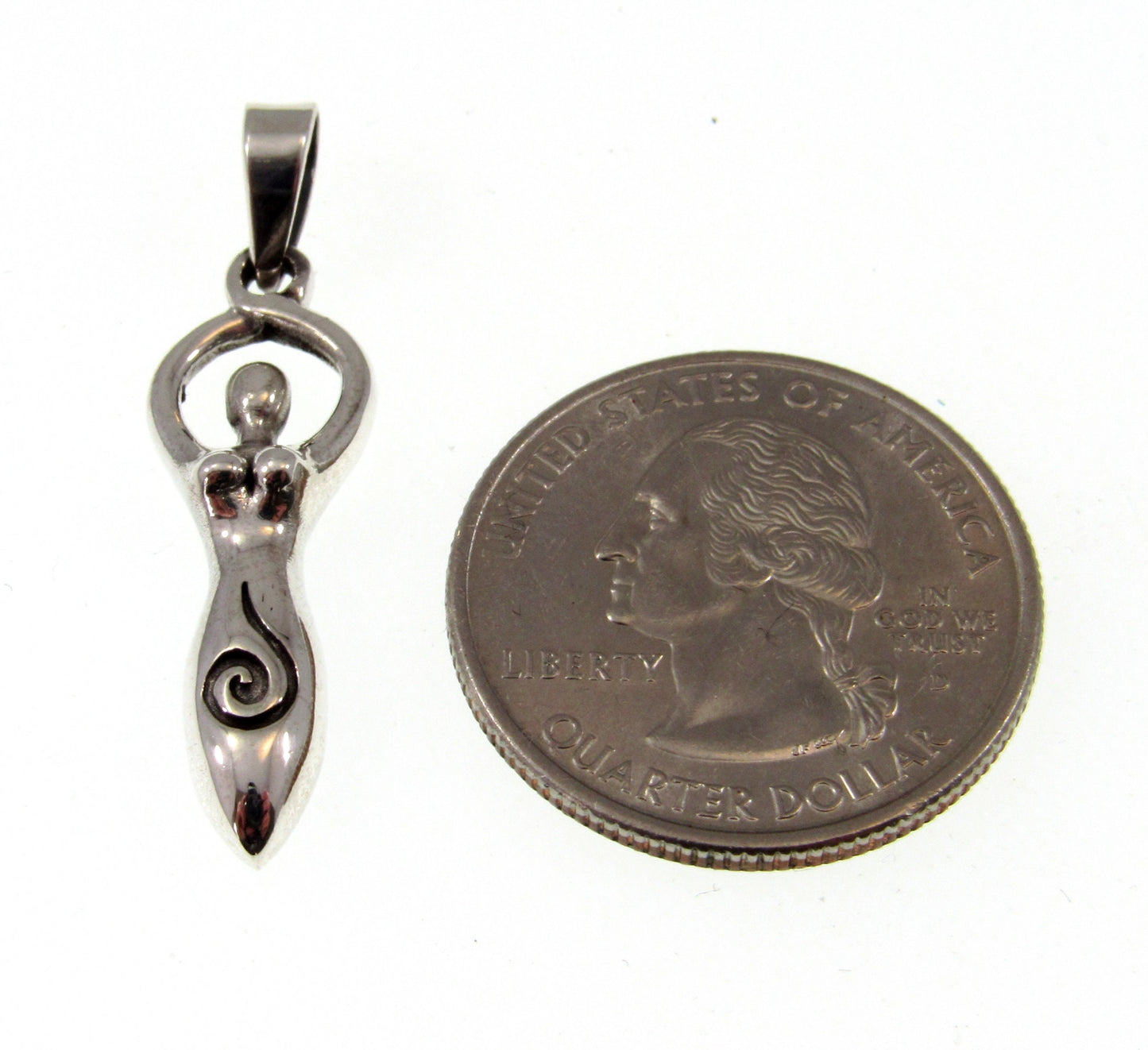 Solid 925 Sterling Silver Spiral Goddess Pendant, Handcrafted Wiccan Pagan Devine Symbol of Feminism