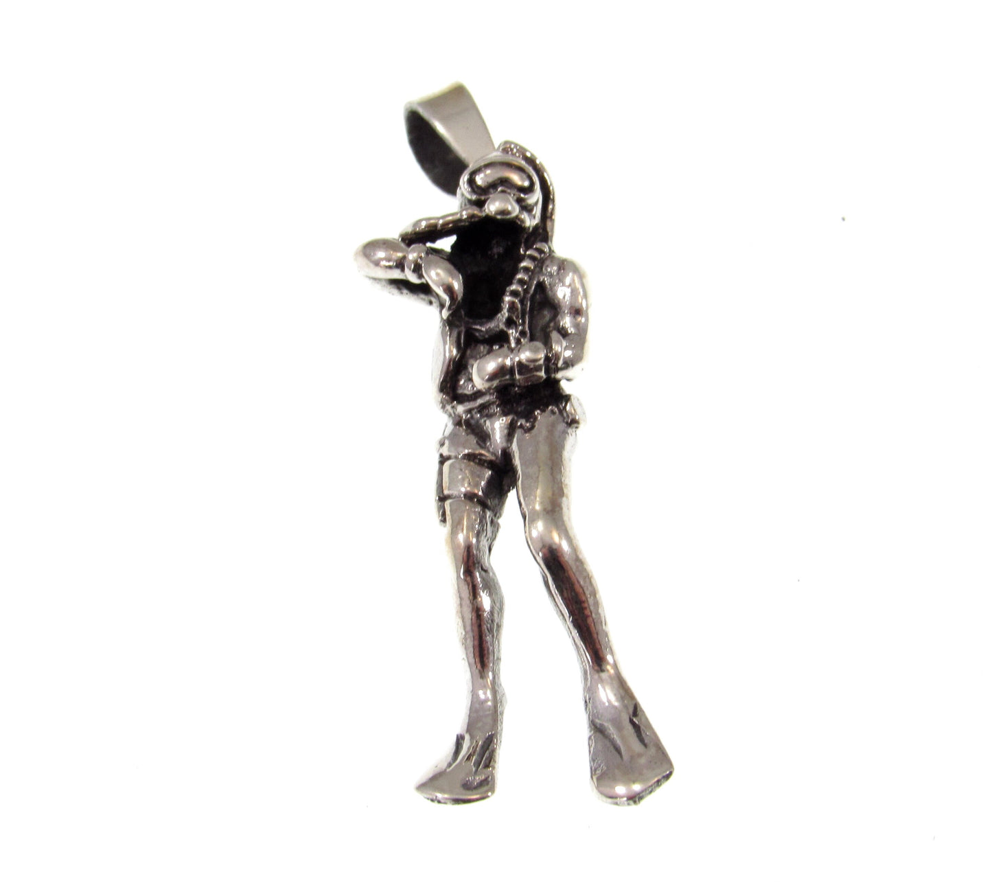 Solid 925 Sterling Silver Scuba Diver Pendant - Ocean Lover Jewelry, Diving Charm, Nautical Gift for Divers, Aquanaut Explorer Pendant