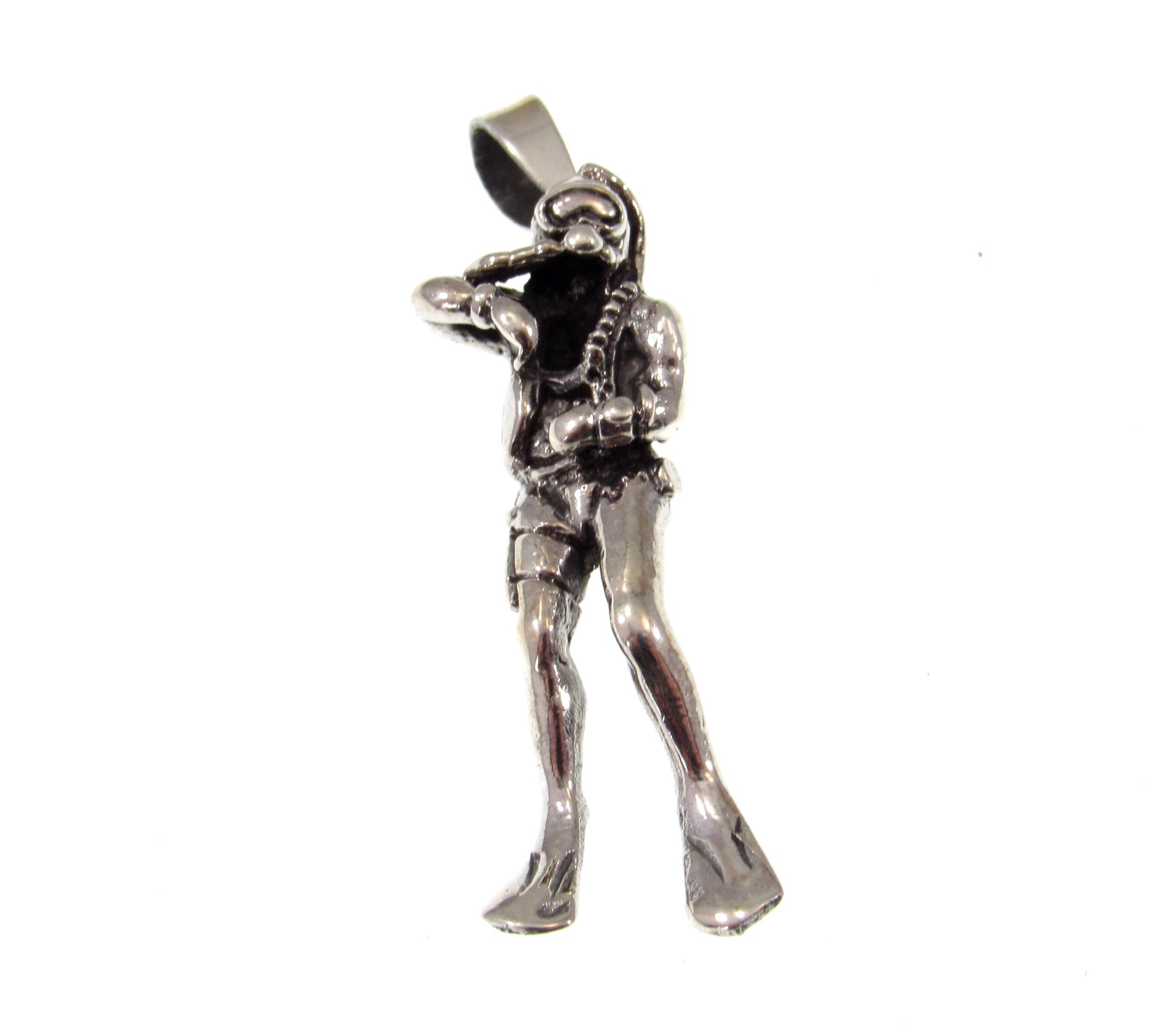 Solid 925 Sterling Silver Scuba Diver Pendant - Ocean Lover Jewelry, Diving Charm, Nautical Gift for Divers, Aquanaut Explorer Pendant