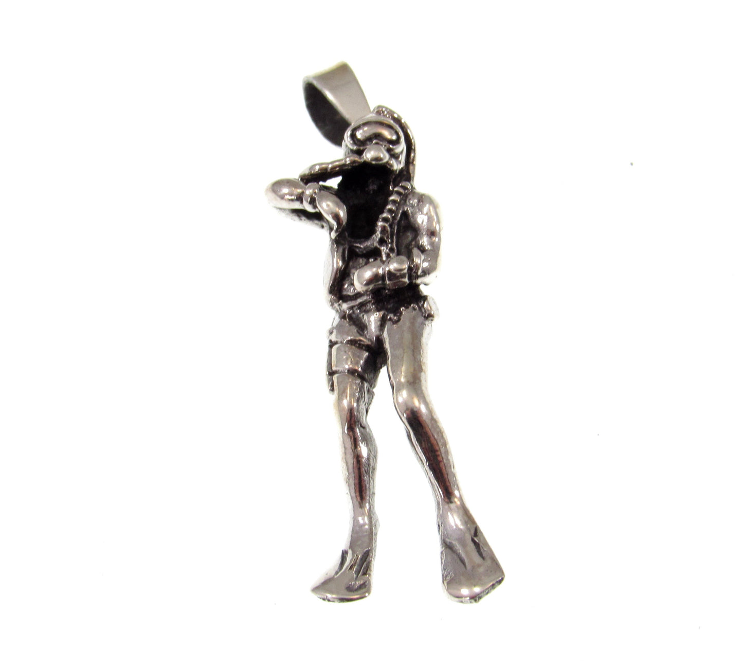 Solid 925 Sterling Silver Scuba Diver Pendant - Ocean Lover Jewelry, Diving Charm, Nautical Gift for Divers, Aquanaut Explorer Pendant