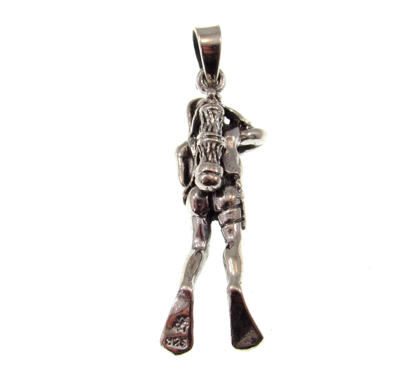 Solid 925 Sterling Silver Scuba Diver Pendant - Ocean Lover Jewelry, Diving Charm, Nautical Gift for Divers, Aquanaut Explorer Pendant