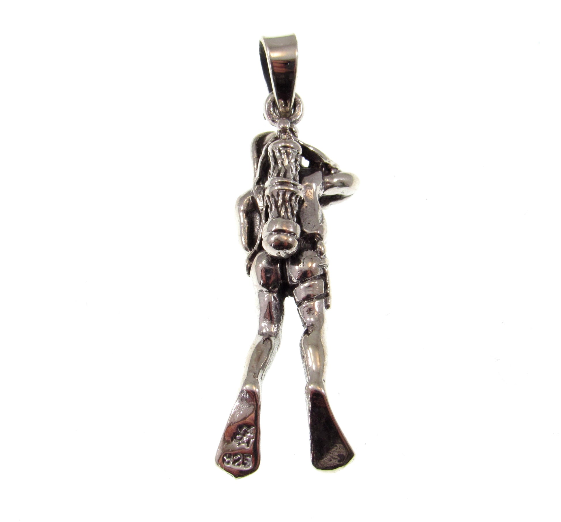 Solid 925 Sterling Silver Scuba Diver Pendant - Ocean Lover Jewelry, Diving Charm, Nautical Gift for Divers, Aquanaut Explorer Pendant