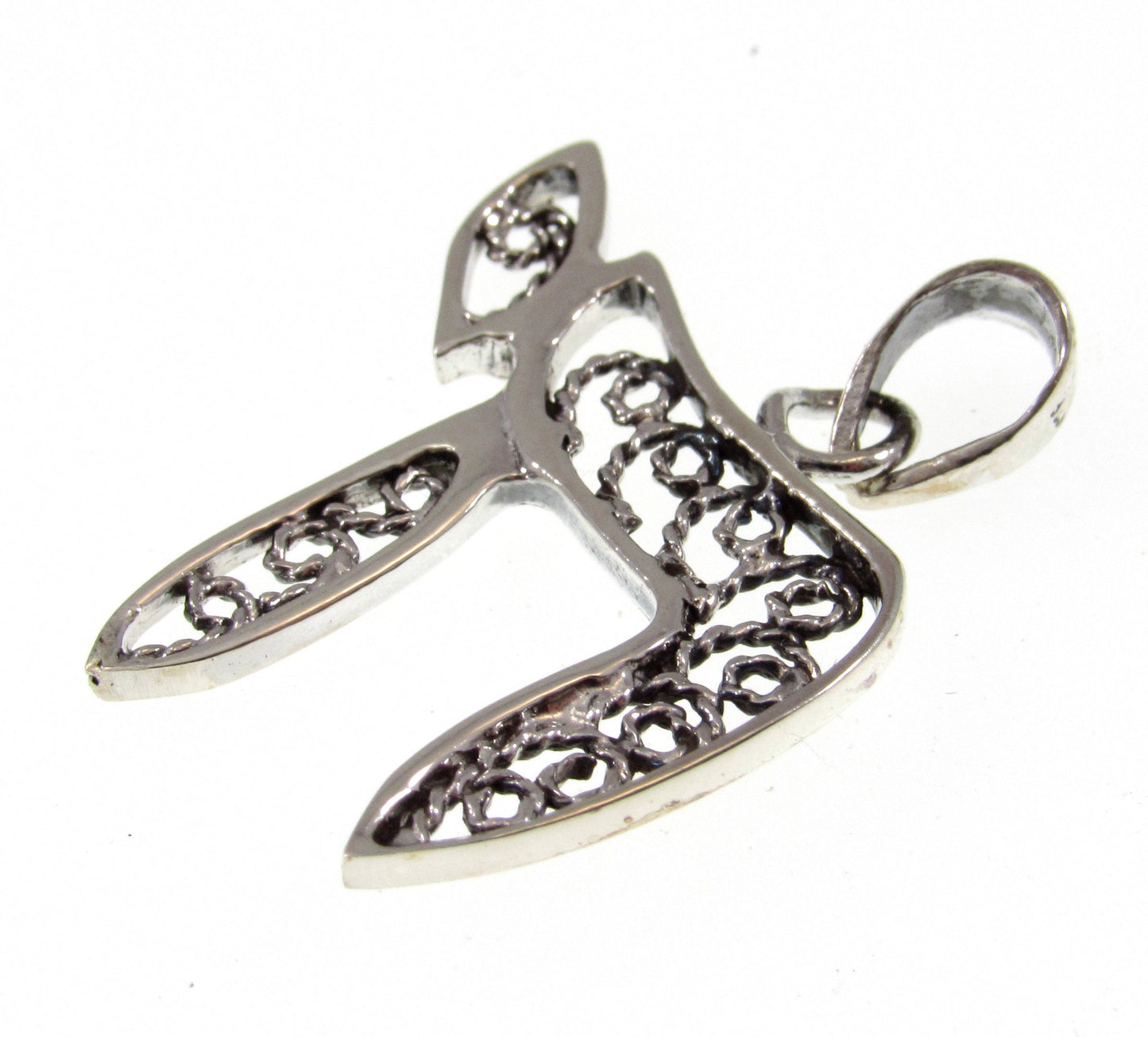 Solid 925 Sterling Silver Jewish Hebrew CHAI Pendant, Religious Charm Amulet Medallion