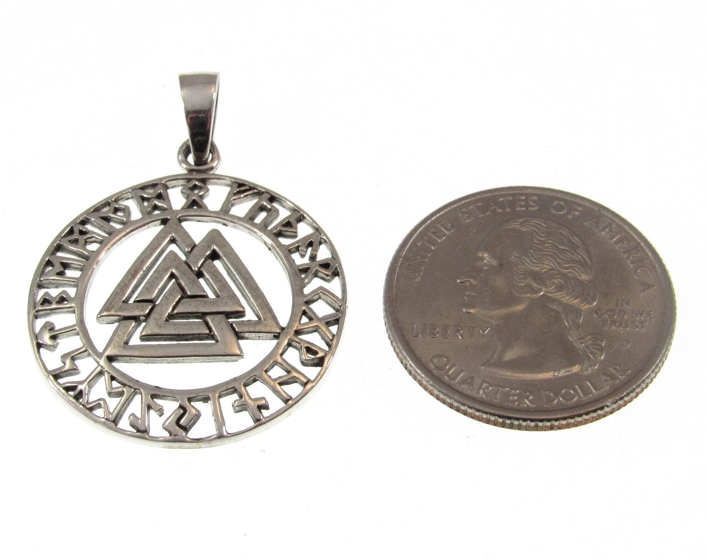 Solid 925 Sterling Silver Viking Valknut Pendant With Elder Futhark Runes , Norse Runic Alphabet Amulet, Pagan Spiritual Necklace Charm