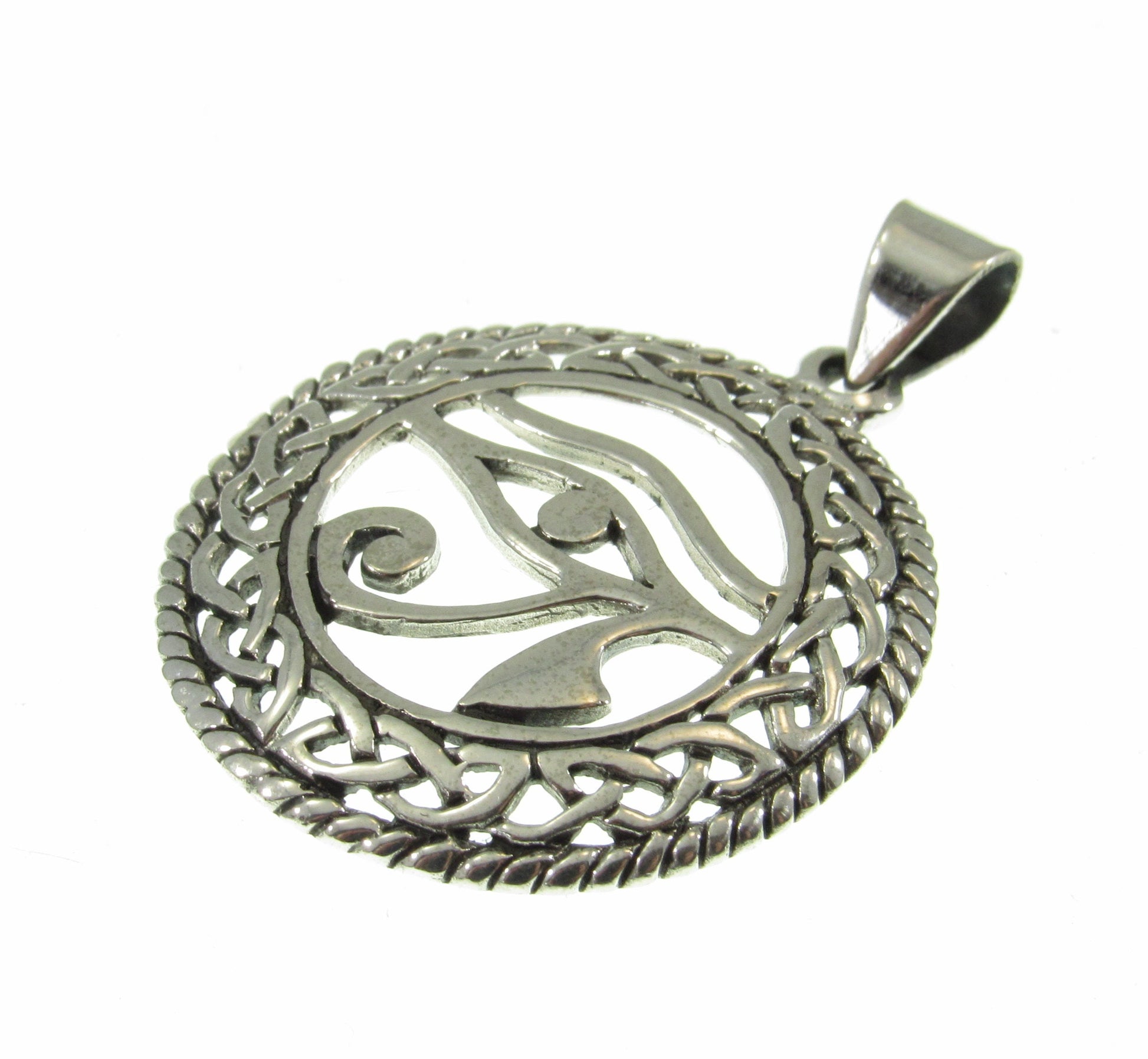 Solid 925 Sterling Silver Eye of Horus Pendant – Celtic Protection Necklace Pendant, Egyptian Amulet, Third Eye Jewelry, Symbol of Wisdom