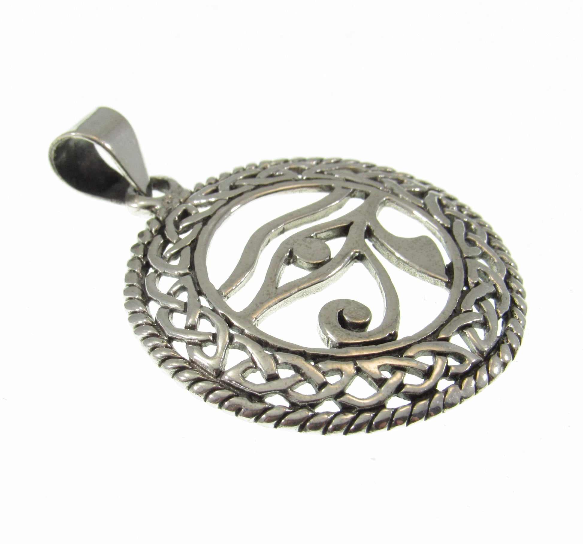 Solid 925 Sterling Silver Eye of Horus Pendant – Celtic Protection Necklace Pendant, Egyptian Amulet, Third Eye Jewelry, Symbol of Wisdom