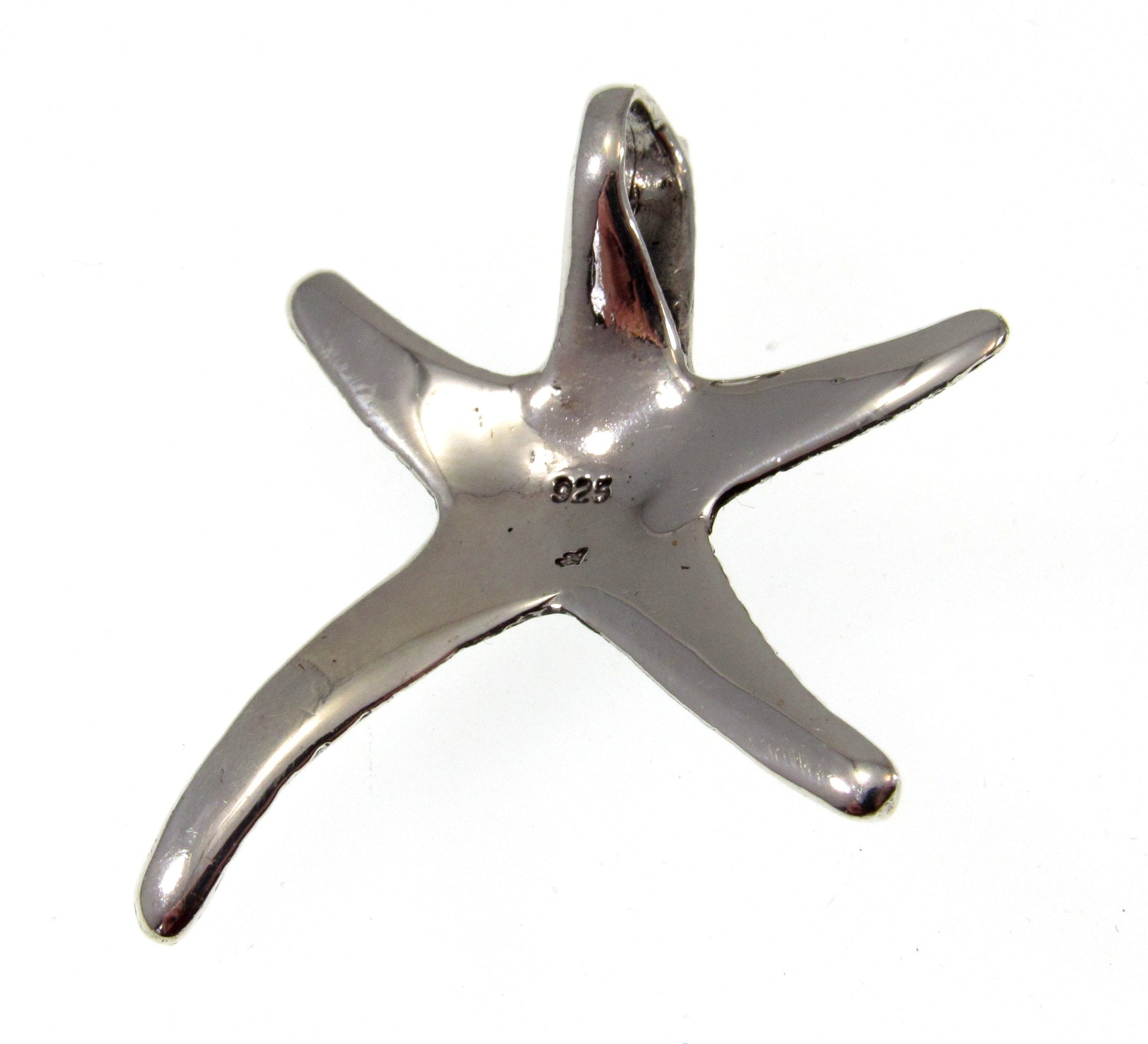 Solid 925 Sterling Silver Textured Starfish Slide Pendant, Ornate Sea Star, Marine, Oceanic, Beach Lovers, Oceancore and Nautical Jewelry