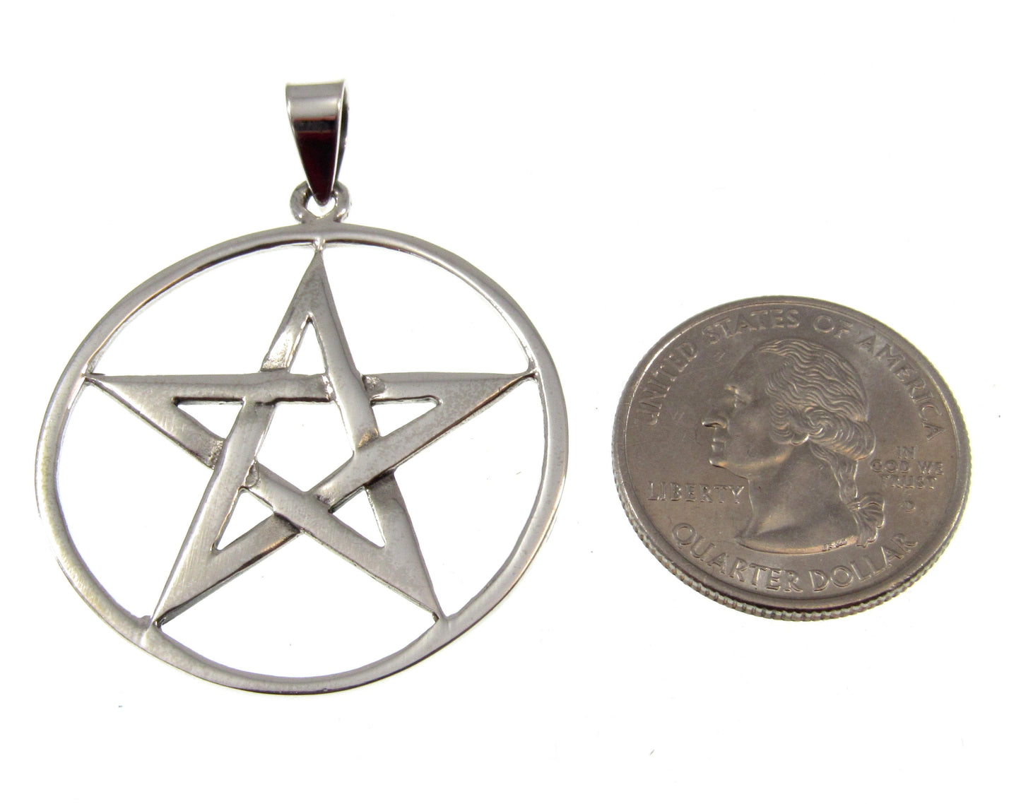 Large Solid 925 Sterling Silver Round Pentacle Pendant, Pagan Pentagram, Wiccan Talisman, Witchy Necklace Pendant, Occult Jewelry Gift