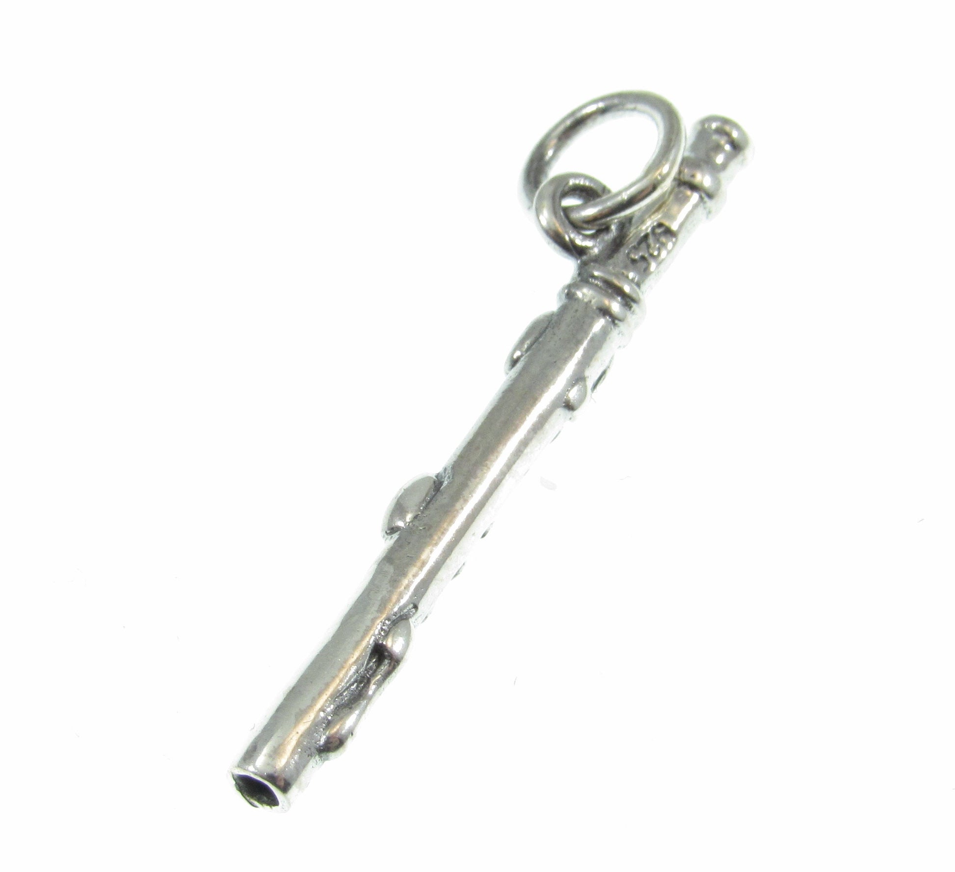 Solid 925 Sterling Silver Flute Charm – Handcrafted Musician Jewelry Gift for Flutist & Unique Music Lover Pendant