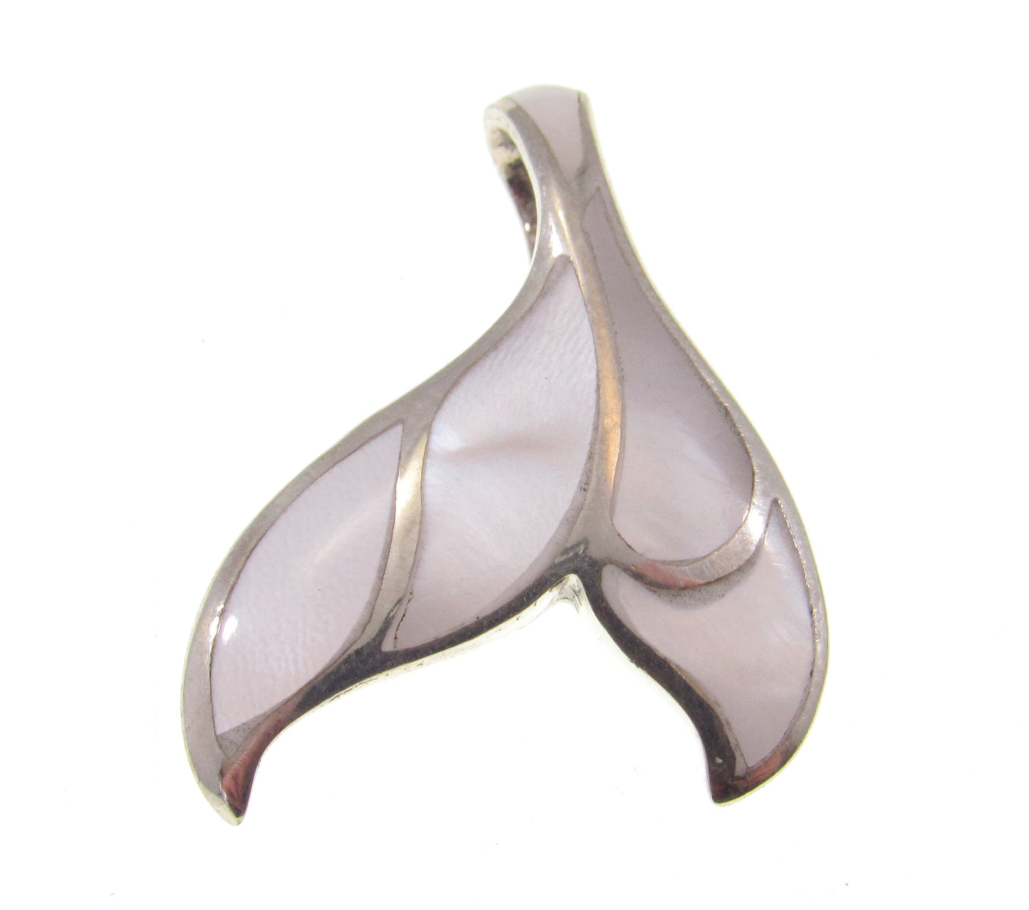 Solid 925 Sterling Silver Whale Tail Slide Pendant With Inlaid Paua (Abalone) Shell or Mother of Pearl