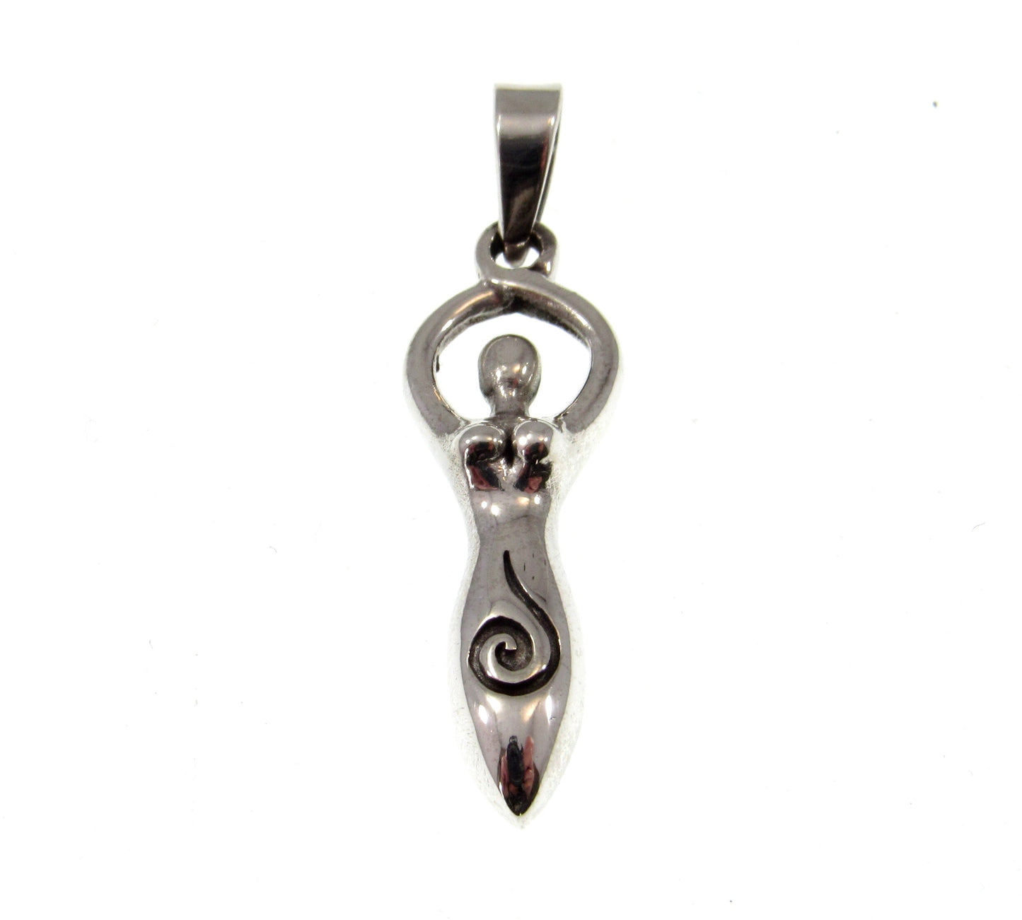 Solid 925 Sterling Silver Spiral Goddess Pendant, Handcrafted Wiccan Pagan Devine Symbol of Feminism