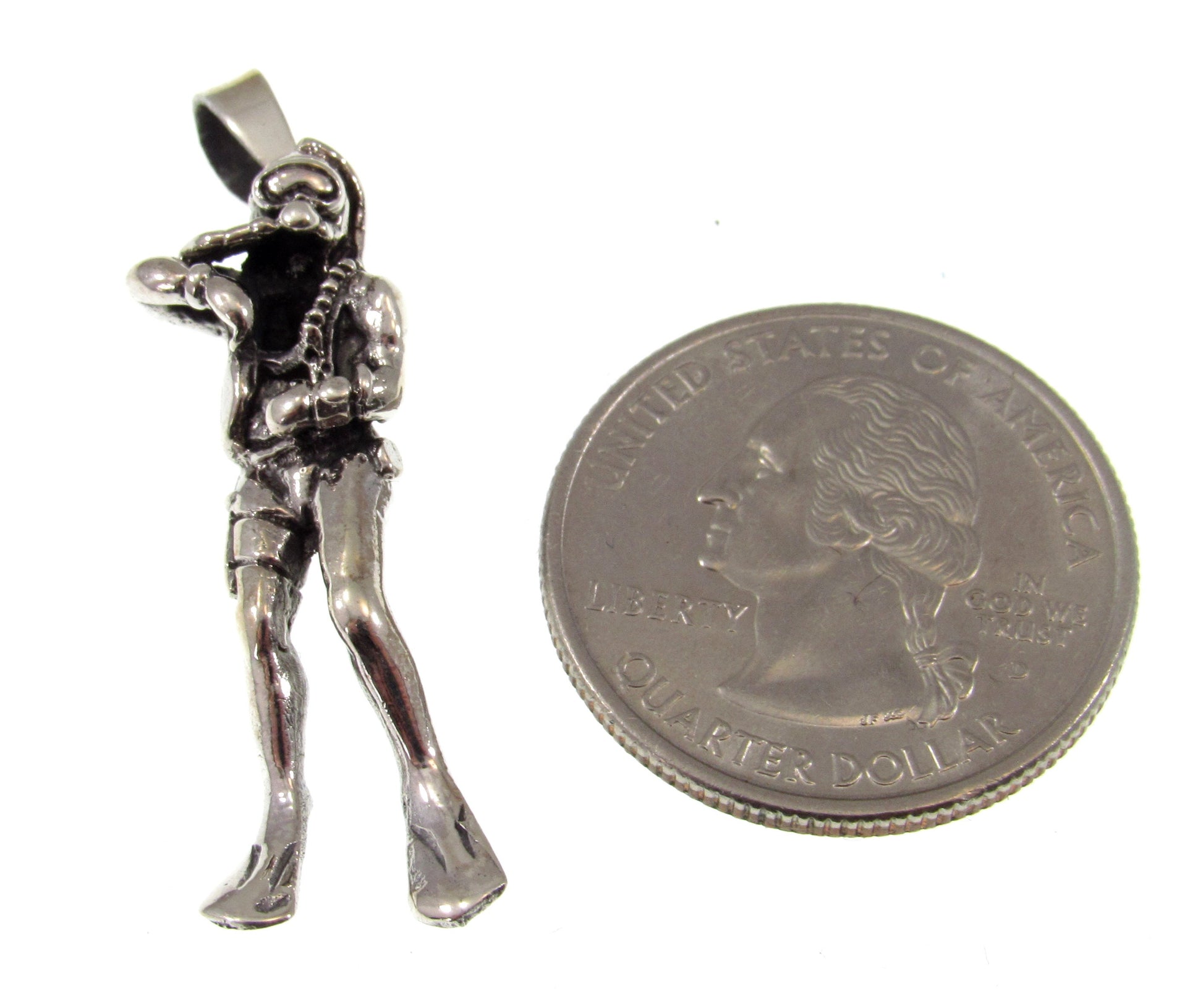 Solid 925 Sterling Silver Scuba Diver Pendant - Ocean Lover Jewelry, Diving Charm, Nautical Gift for Divers, Aquanaut Explorer Pendant