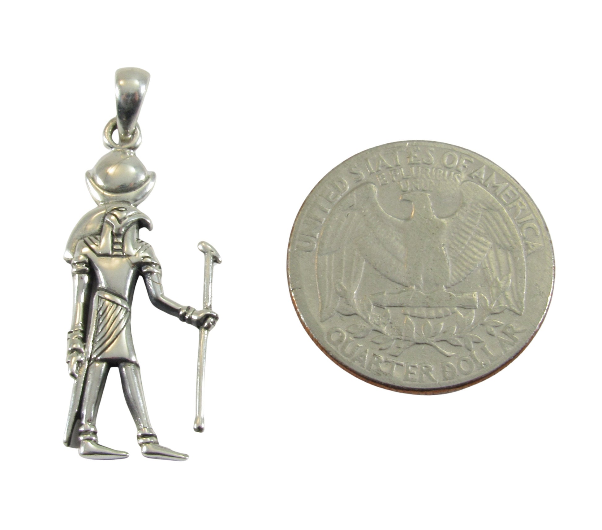 Solid 925 Sterling Silver Khonsu Pendant, Ancient Egyptian Deity, God of the Moon