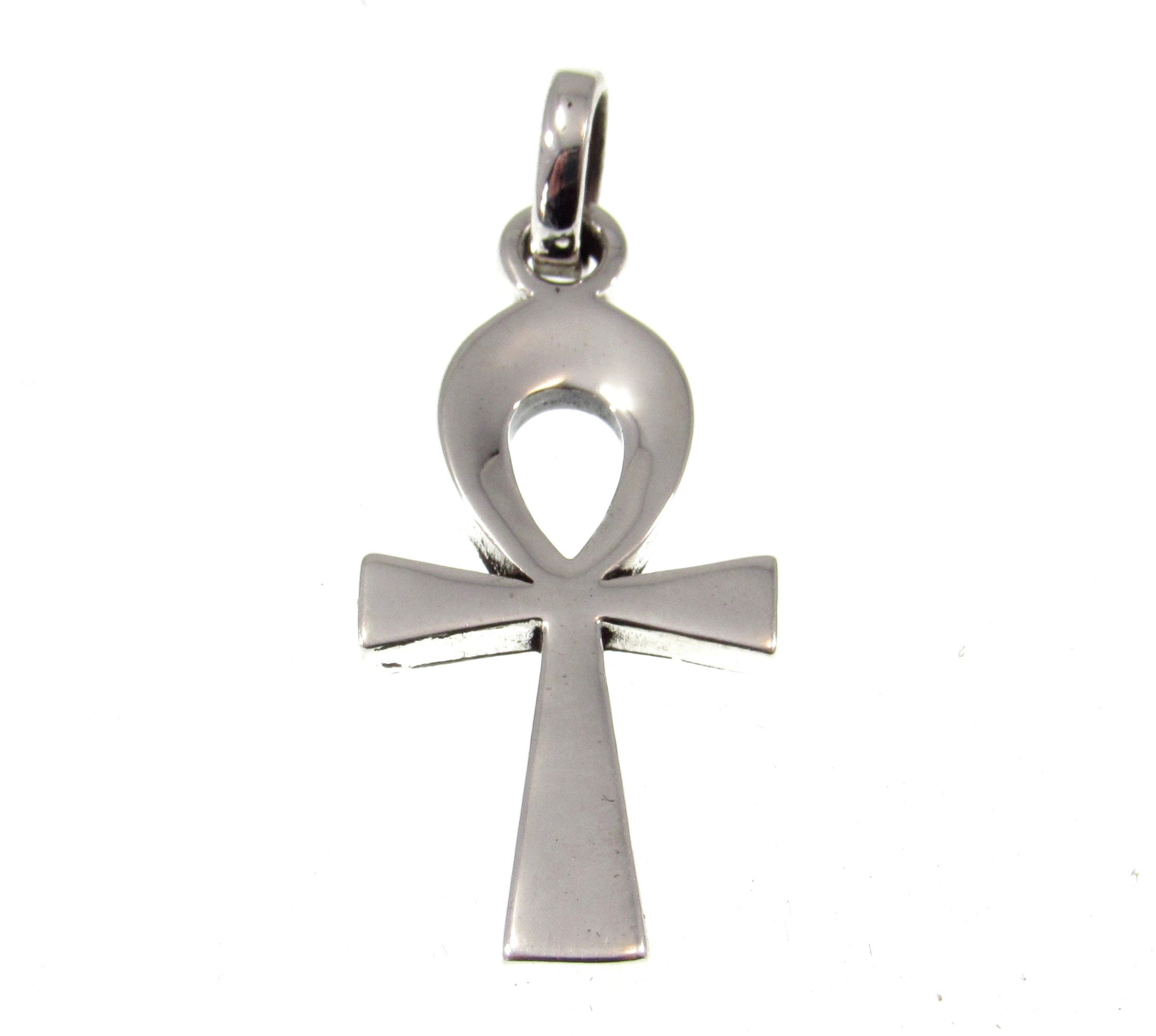 Solid 925 Sterling Silver Small Egyptian Ankh, Crux Ansata Cross, New Age Religious Pendant
