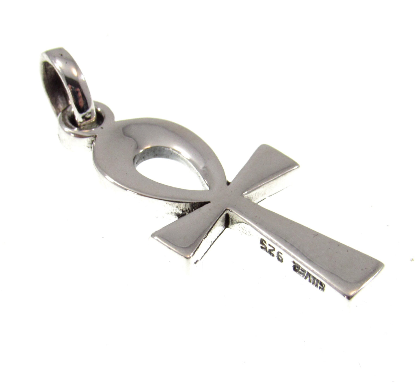 Solid 925 Sterling Silver Small Egyptian Ankh, Crux Ansata Cross, New Age Religious Pendant