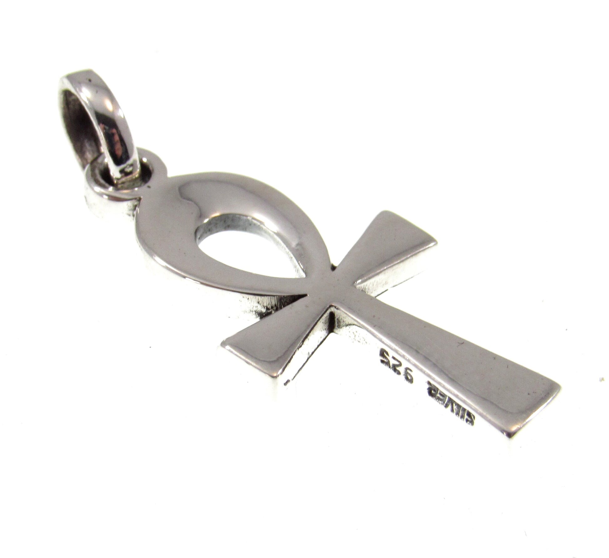 Solid 925 Sterling Silver Small Egyptian Ankh, Crux Ansata Cross, New Age Religious Pendant