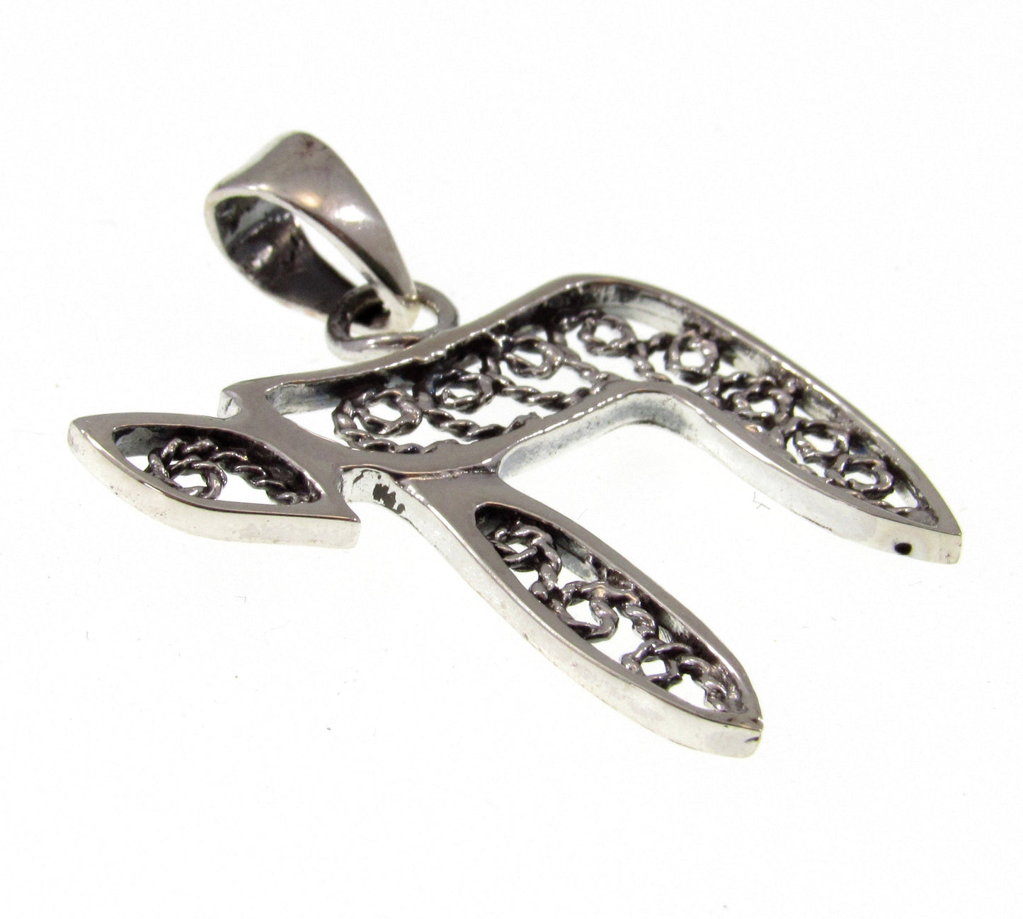 Solid 925 Sterling Silver Jewish Hebrew CHAI Pendant, Religious Charm Amulet Medallion