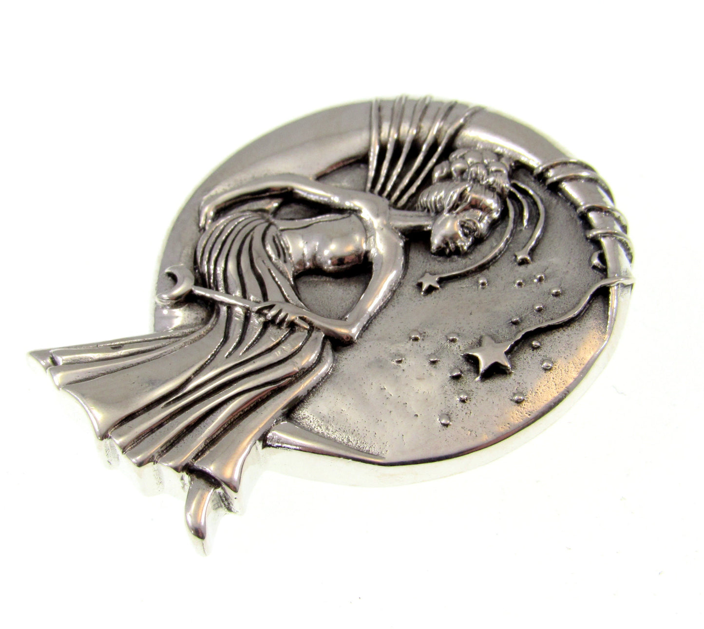 Solid 925 Sterling Silver Moon Queen Fairy Slide Pendant, Guardian / Protection Amulet