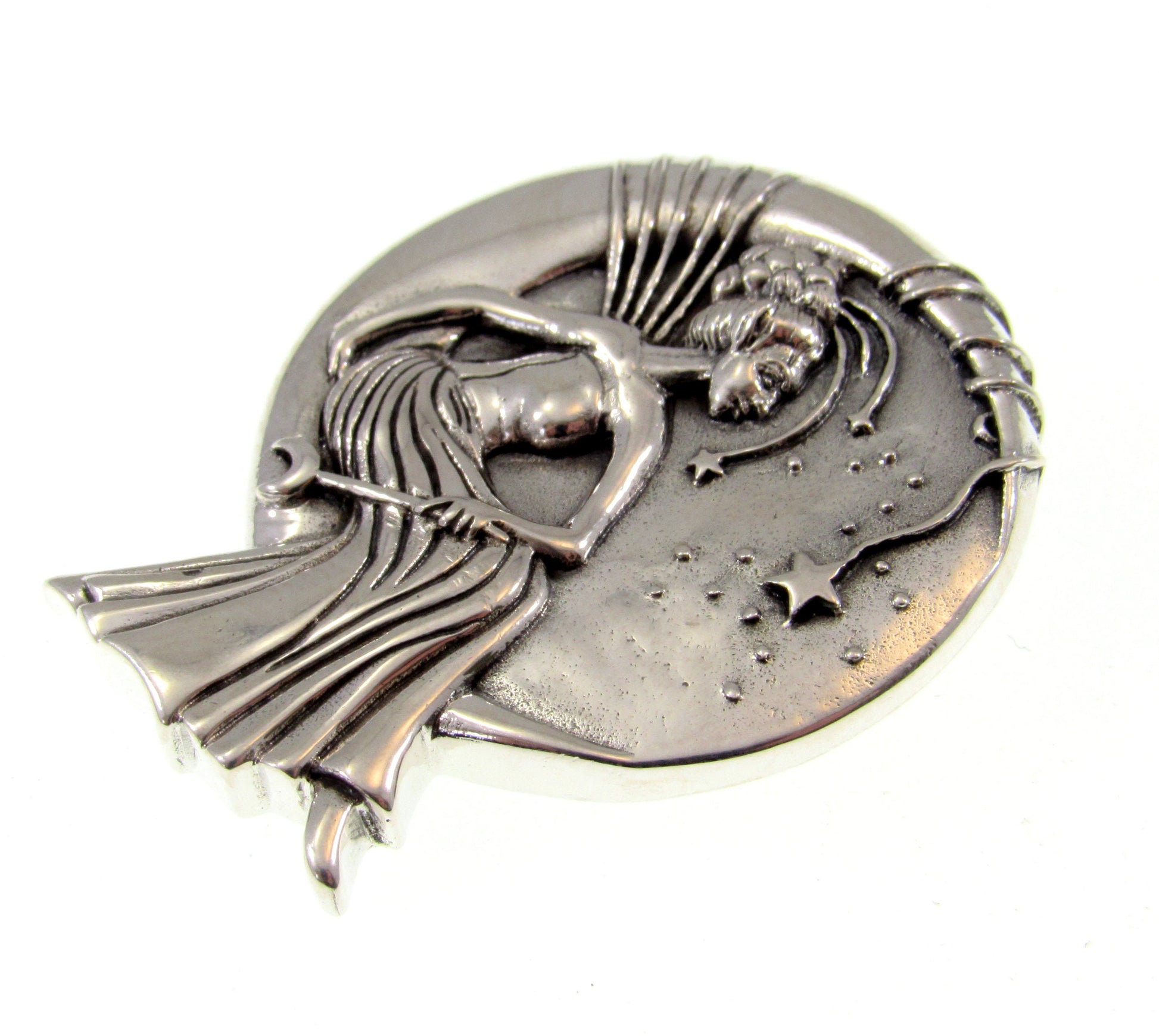 Solid 925 Sterling Silver Moon Queen Fairy Slide Pendant, Guardian / Protection Amulet