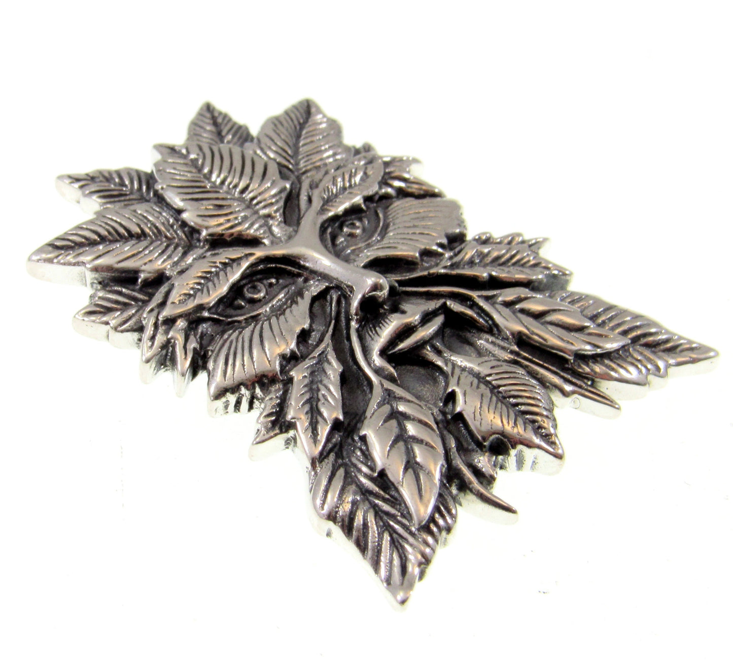 Solid 925 Sterling Silver Green Man Slide Pendant, Celtic Cernunnos Magick Amulet, Symbol of Rebirth