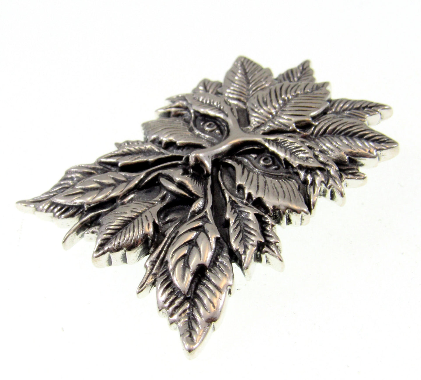 Solid 925 Sterling Silver Green Man Slide Pendant, Celtic Cernunnos Magick Amulet, Symbol of Rebirth