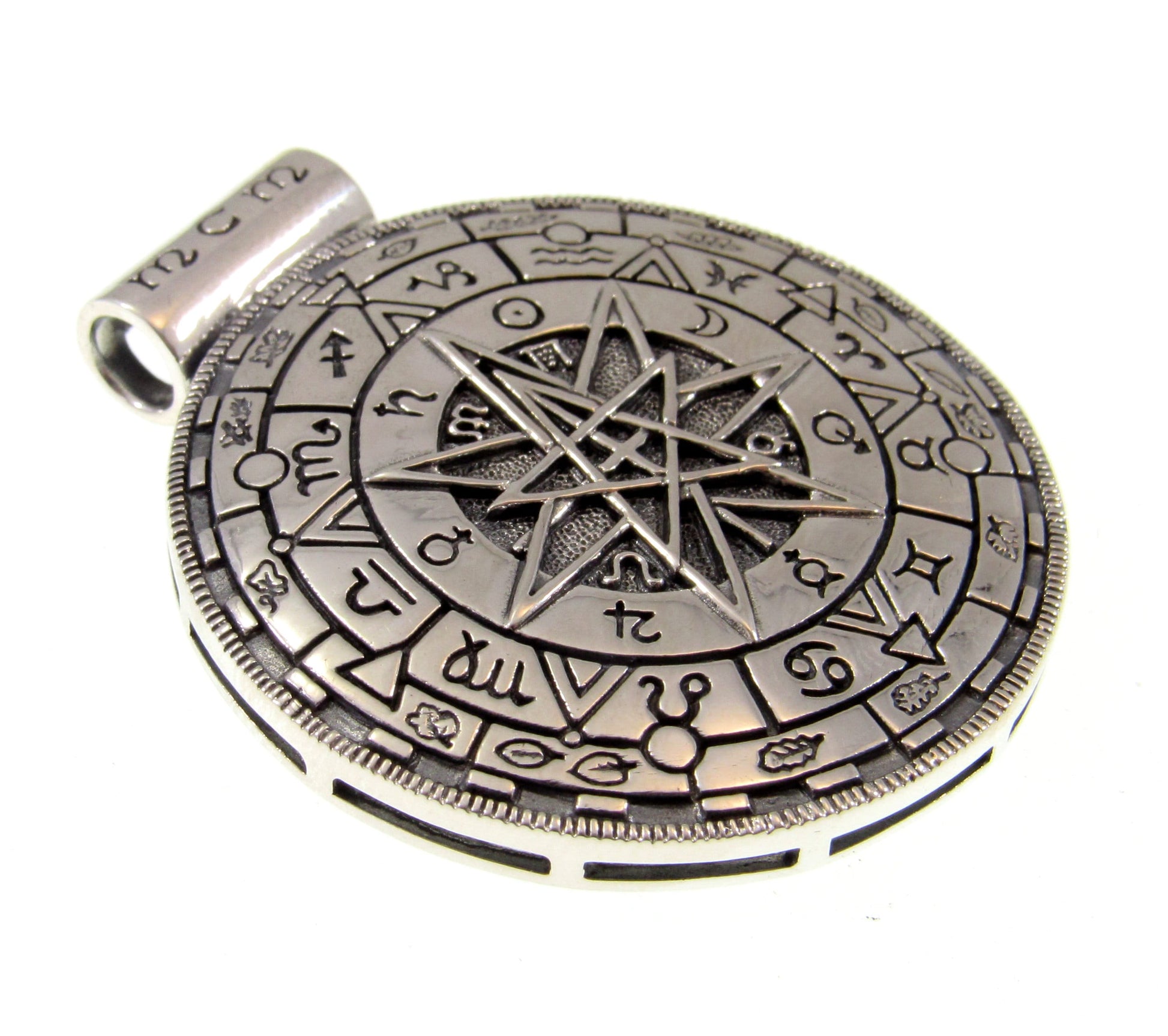 Solid 925 Sterling Silver The Magick Circle Slide Pendant, A Powerful Pagan Amulet, Witchcraft Protection Talisman