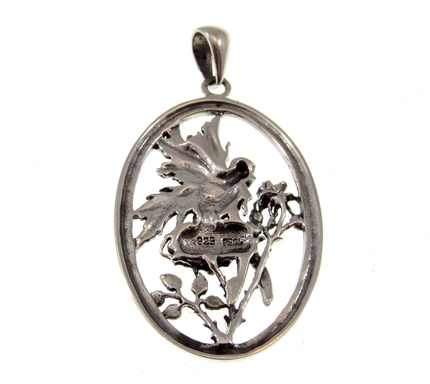 Solid 925 Sterling Silver Red Rose Fairy Pendant Designed by Artist Amy Brown