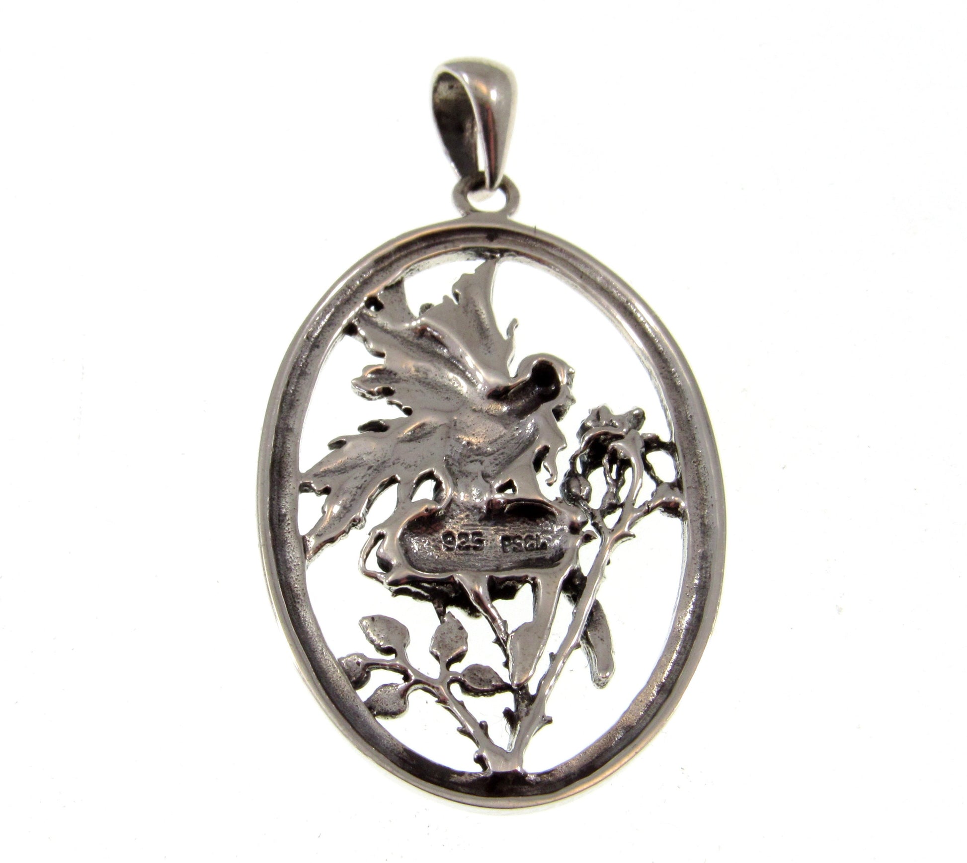 Solid 925 Sterling Silver Red Rose Fairy Pendant Designed by Artist Amy Brown